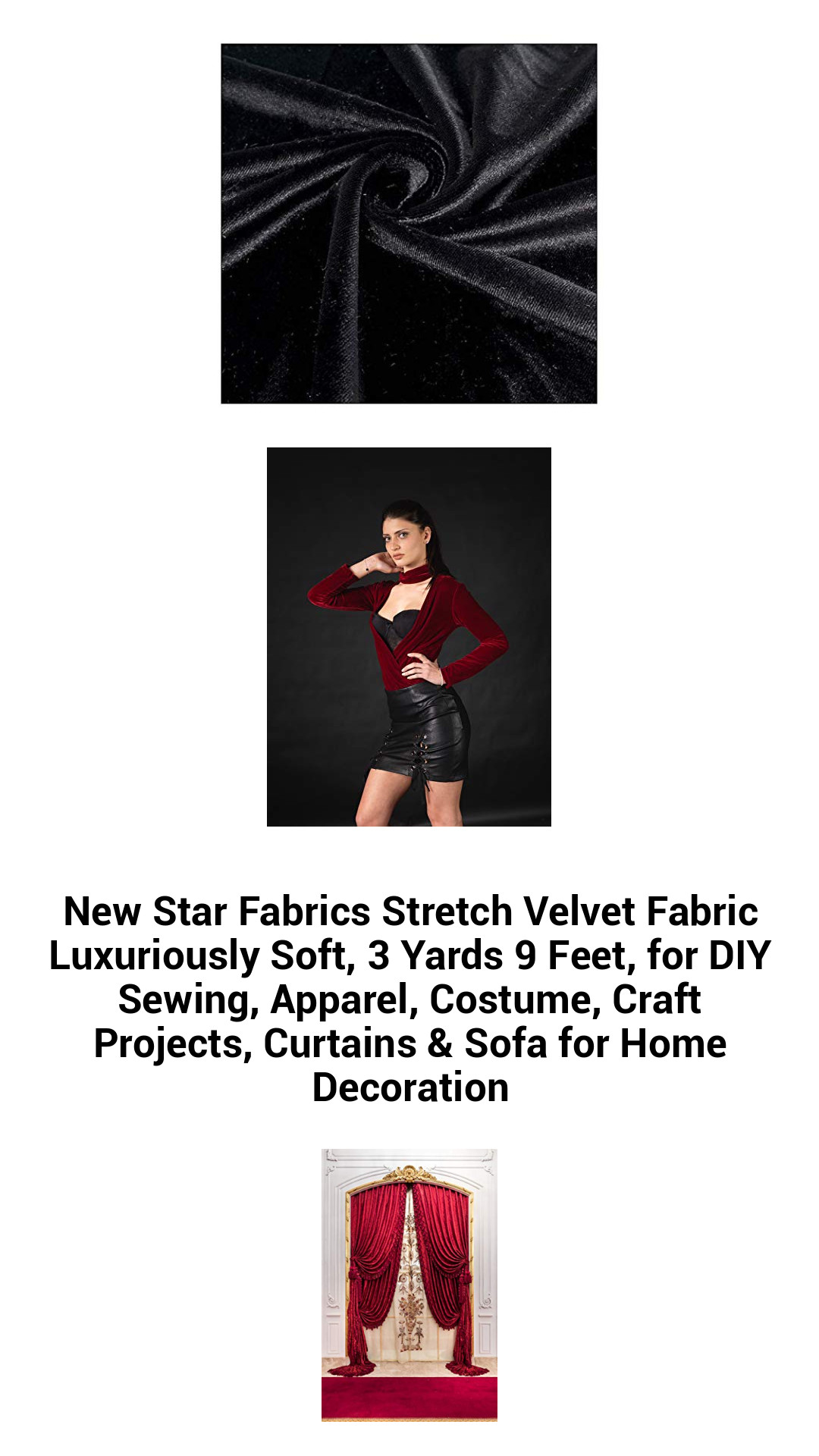 Luxurious Stretch Velvet Fabric - 3 Yards of Soft Elegance for DIY Projects, Costumes, and Home Decor