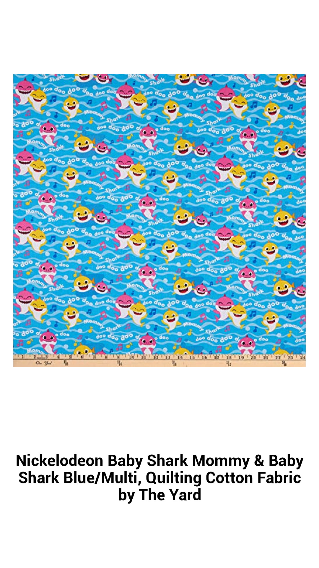 Delightful Nickelodeon Baby Shark Quilting Cotton Fabric - Mommy & Baby Shark in Vibrant Blue/Multi, Perfect for Creative Projects by The Yard