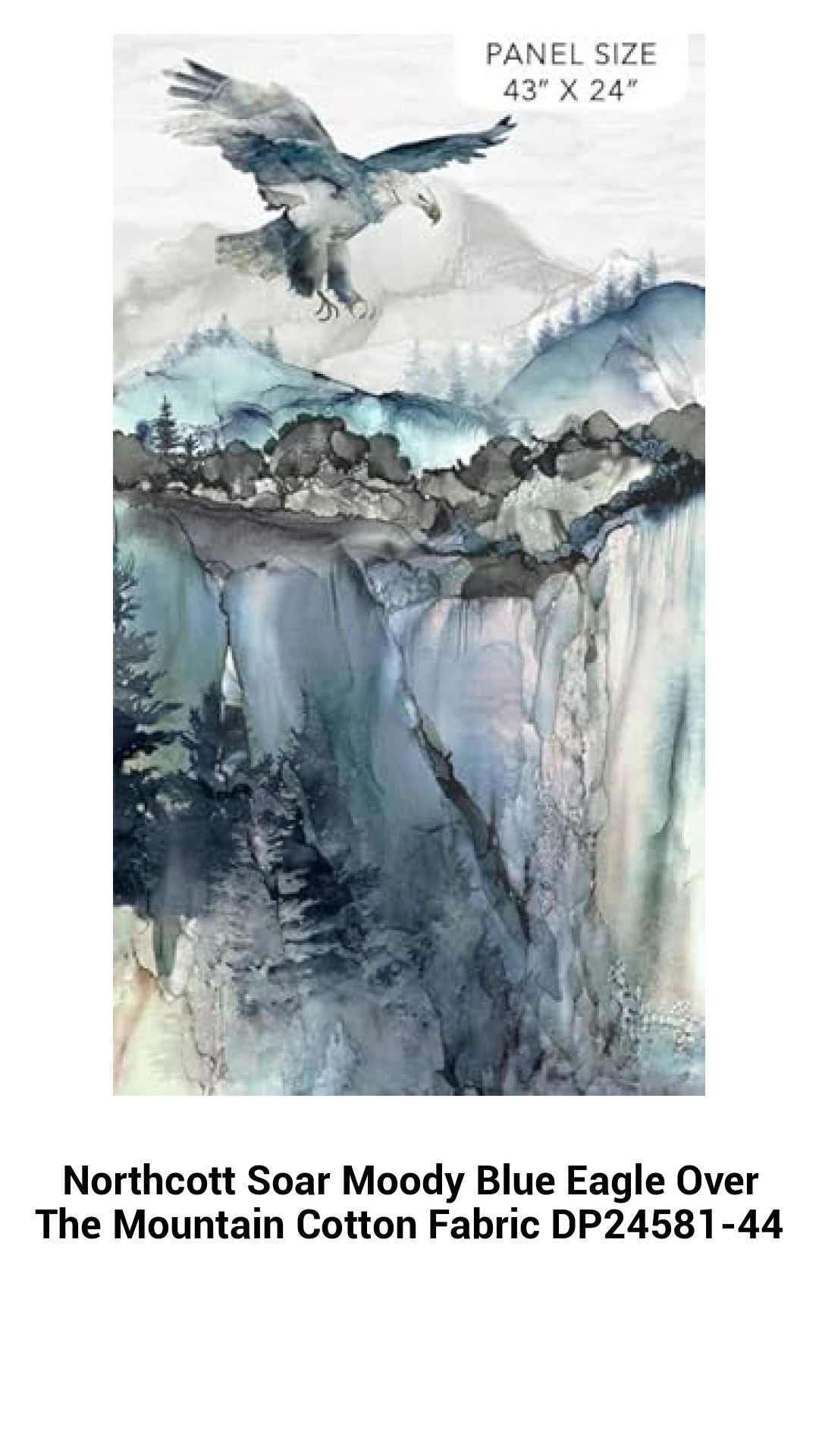 Elevate Your Crafting with Northcott Soar Moody Blue Eagle Cotton Fabric – Majestic Mountain Scenery for Unique Quilting and Sewing Projects