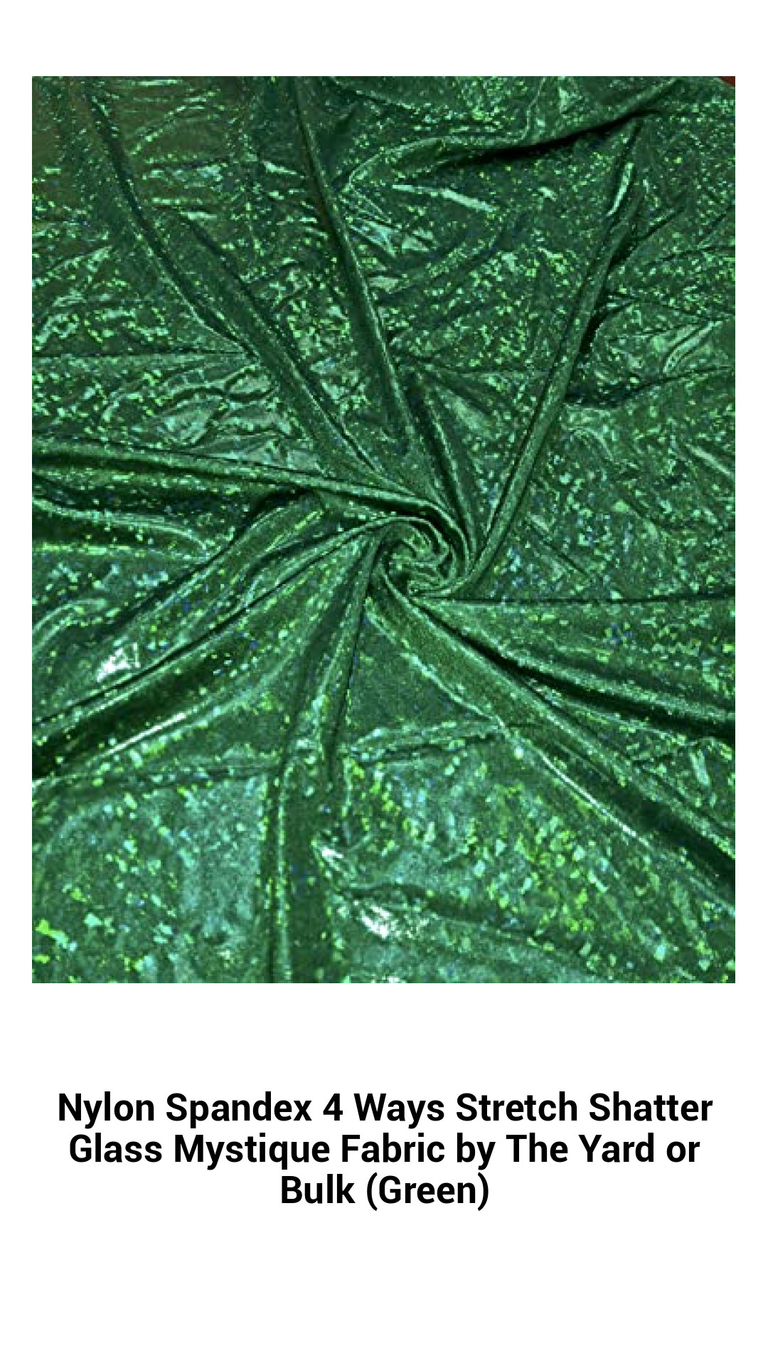 Premium Green Nylon Spandex 4-Way Stretch Mystique Fabric - Versatile Shatter Glass Design for Fashion and Crafts by the Yard or Bulk