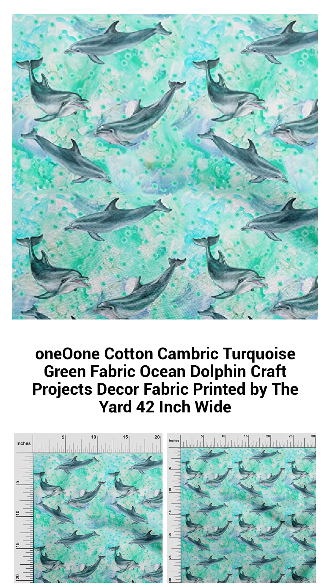 oneOone Cotton Cambric Turquoise Green Fabric Ocean Dolphin Craft Projects Decor Fabric Printed by The Yard 42 Inch Wide oneOone Cotton Cambric Turquoise Green Fabric Ocean Dolphin Craft Projects Decor Fabric Printed by The Yard 42 Inch Wide