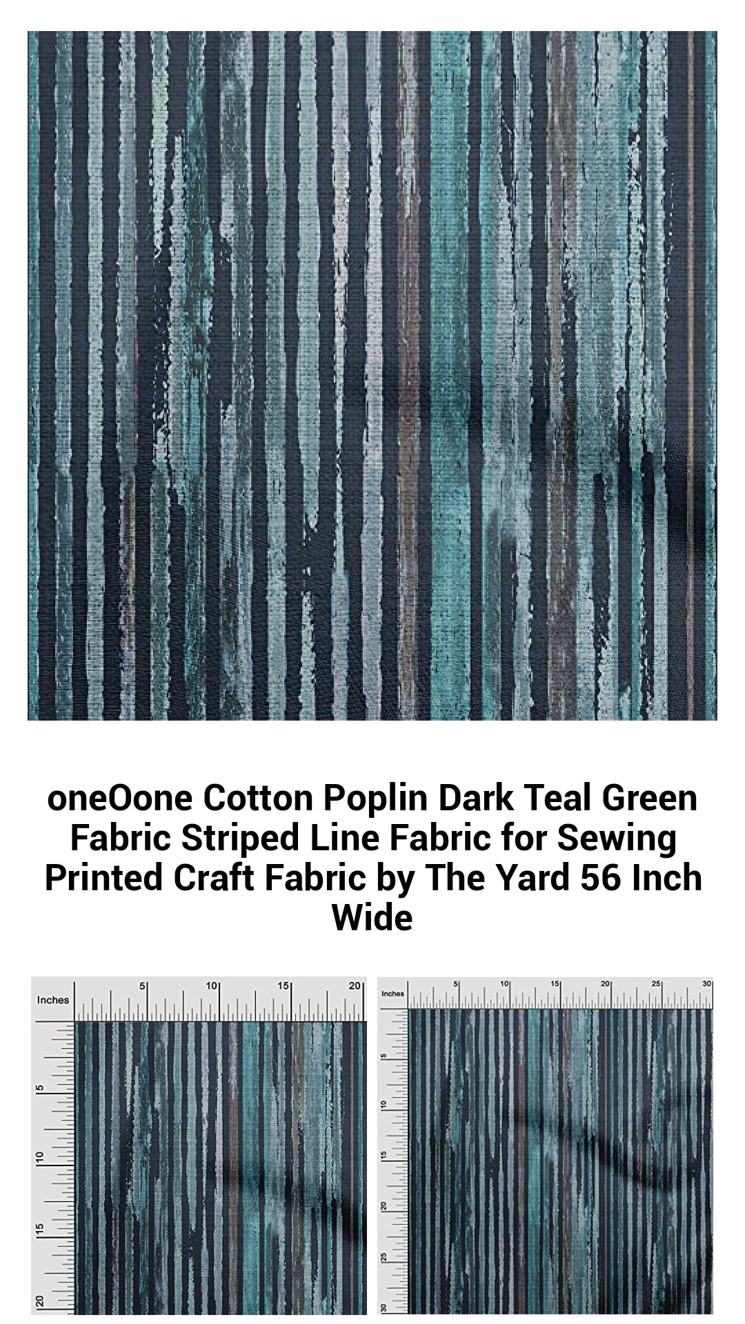 Luxurious Dark Teal Green Cotton Poplin Striped Fabric – Ideal for Sewing & Crafting, 56 Inches Wide, Pristine Quality by the Yard