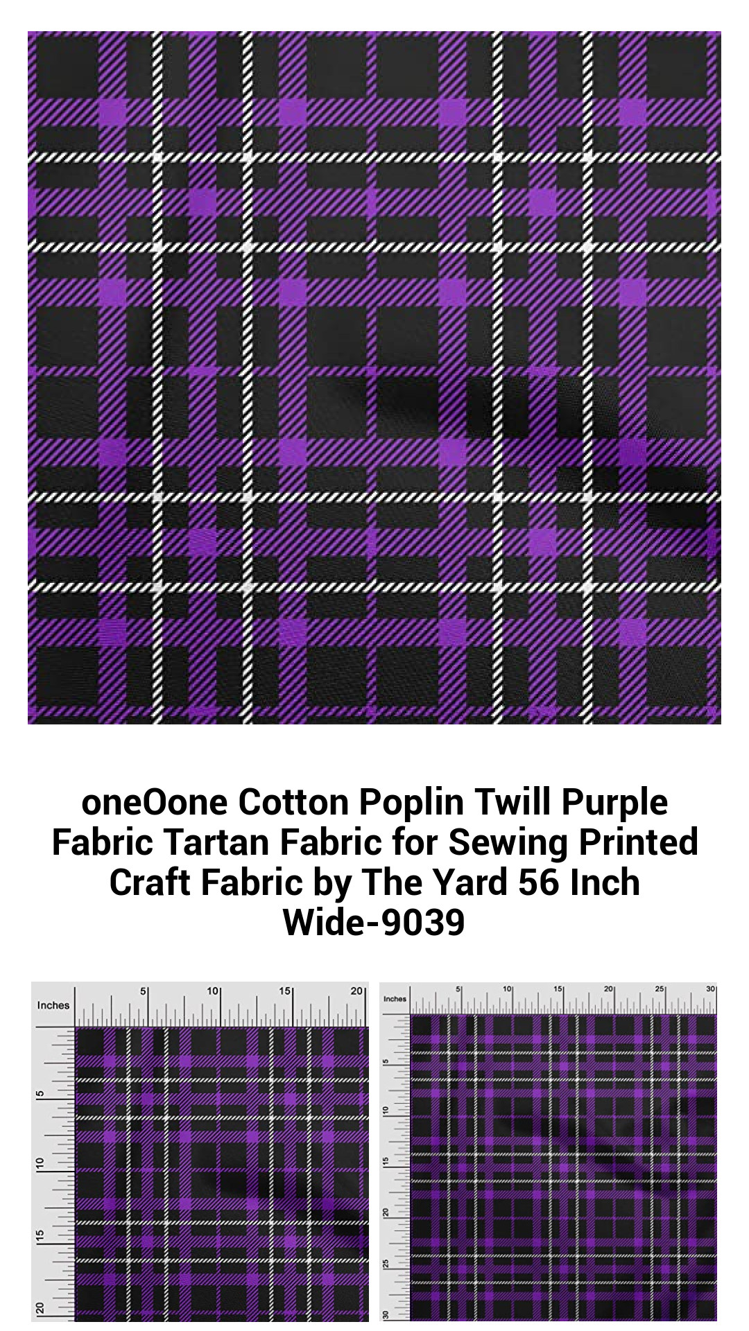 Luxurious Purple Cotton Poplin Twill Tartan Fabric - Perfect for Sewing and Craft Projects, 56 Inches Wide - Premium Quality by The Yard