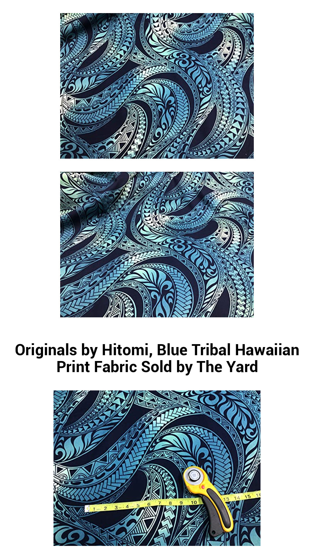 Exquisite Blue Tribal Hawaiian Print Fabric by Originals by Hitomi - Premium Quality Sold by the Yard for Creative Projects
