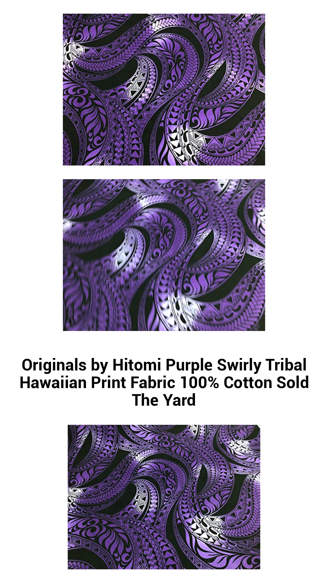 Vibrant Purple Hawaiian Tribal Print Cotton Fabric – 100% Premium Quality, Sold by the Yard