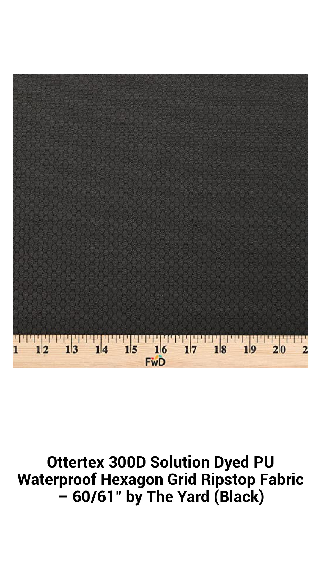 Premium Waterproof Hexagon Grid Ripstop Fabric - 300D Solution Dyed Nylon - 60/61" - Black by The Yard for All Your Outdoor Projects