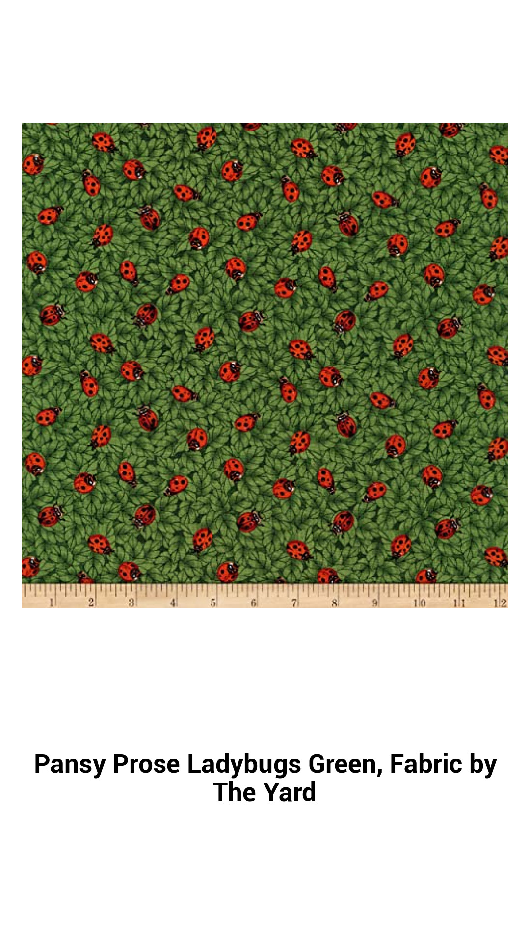 Vibrant Ladybug Print Cotton Fabric - Pansy Prose Collection by David Galchutt, Perfect for Quilting and Crafts, Sold by the Yard