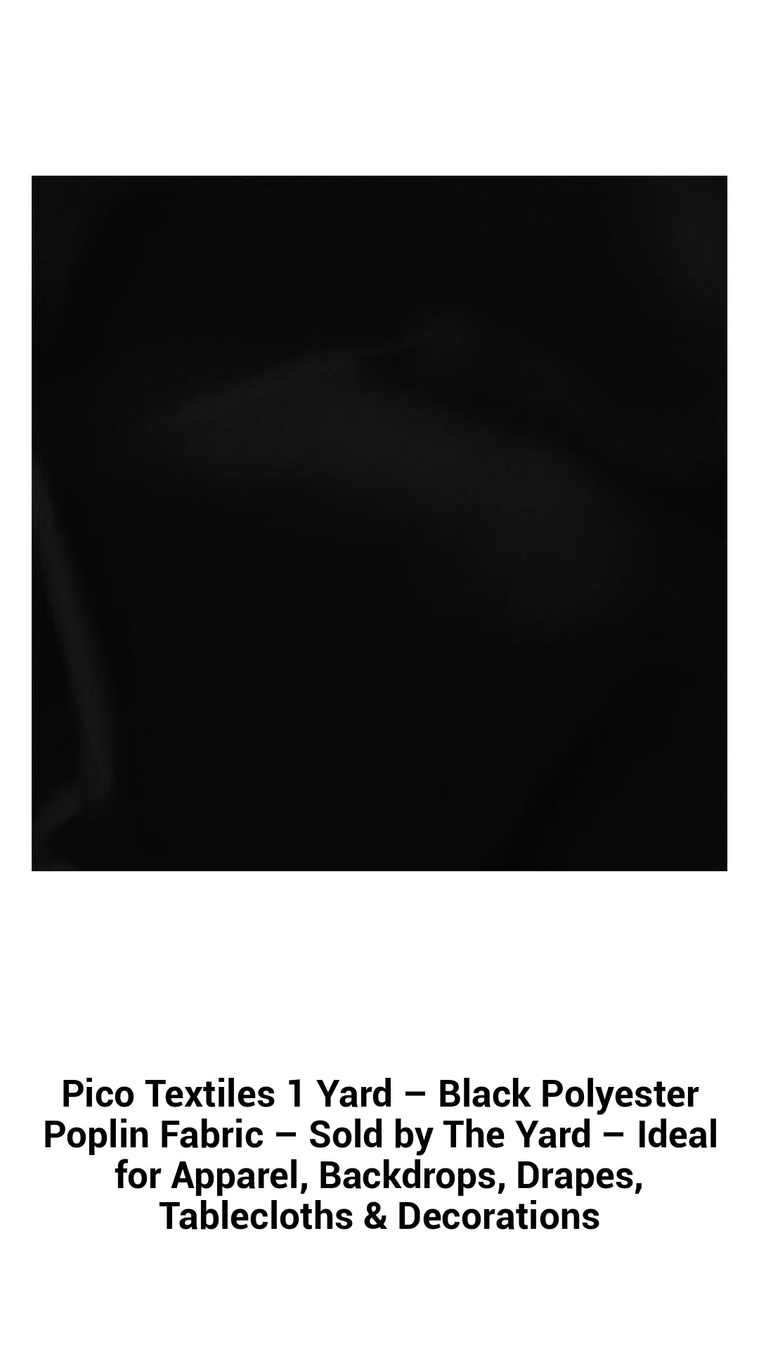 Luxurious Black Polyester Poplin Fabric – Versatile 1 Yard Bolt for Apparel, Tablecloths, Drapes & More