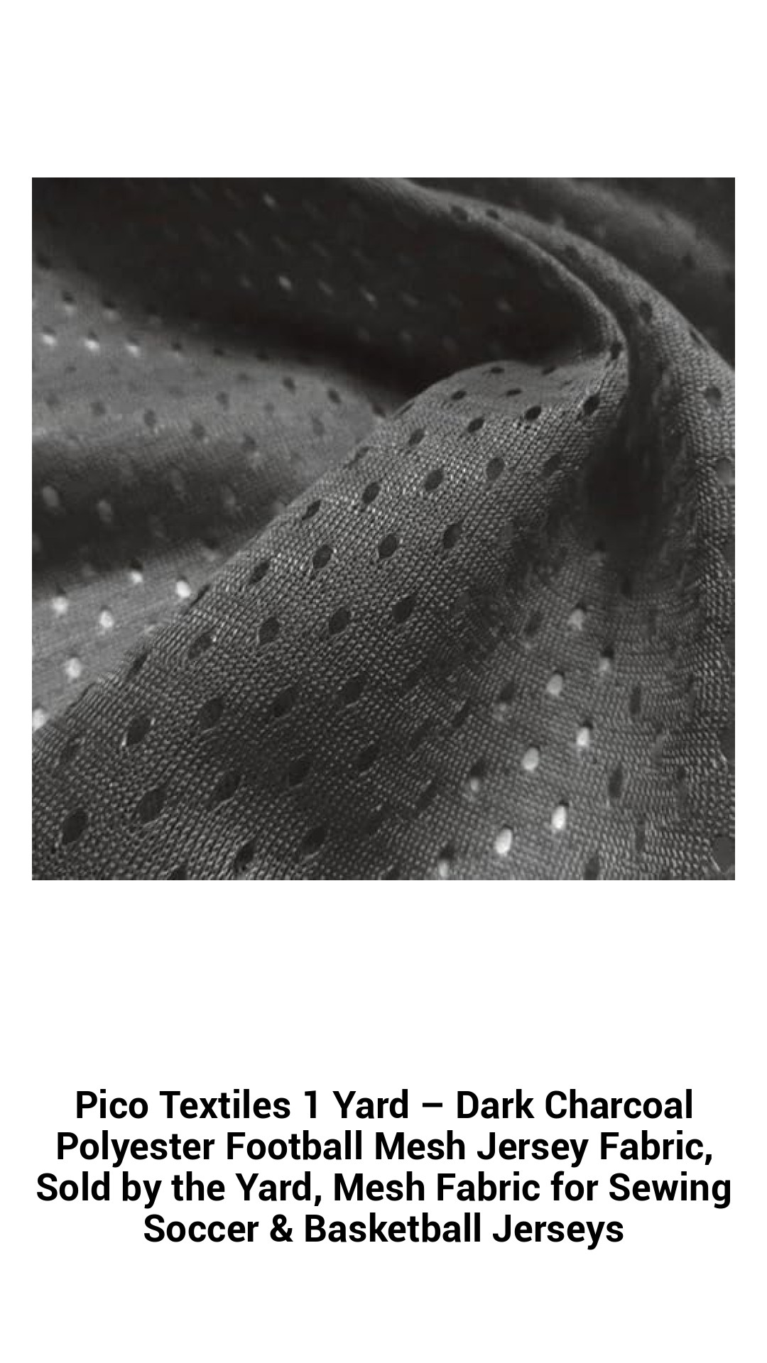 Premium Dark Charcoal Polyester Sports Mesh Jersey Fabric – Perfect for Custom Football, Basketball, and Soccer Apparel, Sold by the Yard