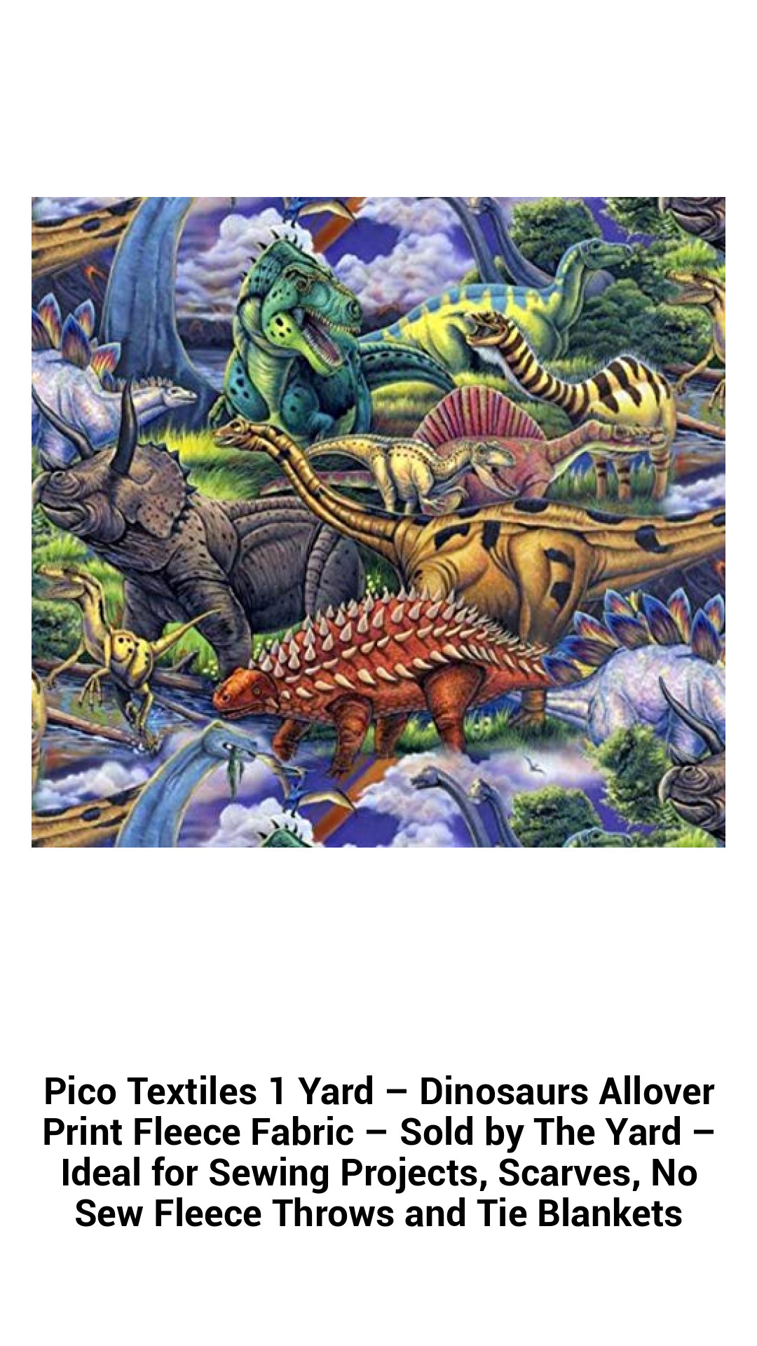 Dino Delight Fleece Fabric - Versatile 60" Wide Dinosaur Print - Perfect for Sewing, Cozy Throws, and Fun Craft Projects