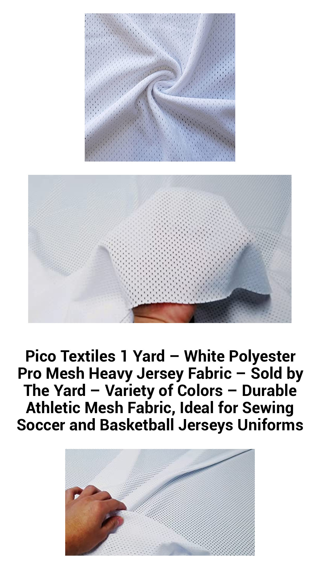 Premium White Polyester Pro Mesh Jersey Fabric – 1 Yard Athletic Sewing Material for Custom Sports Uniforms – Breathable, Durable, and Versatile Mesh in a Rainbow of Colors