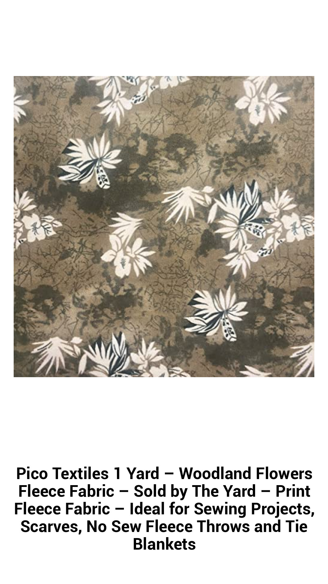 Woodland Blossoms Printed Fleece Fabric - Soft & Cozy 1 Yard Bolt - Perfect for Sewing, No Sew Fleece Throws, and Craft Projects
