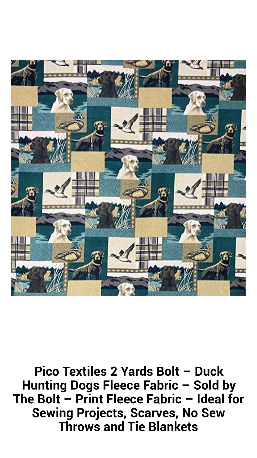 Premium Duck Hunting Dogs Fleece Fabric - 2 Yards of Cozy Polyester Perfect for Sewing Projects, Scarves, and No Sew Throws