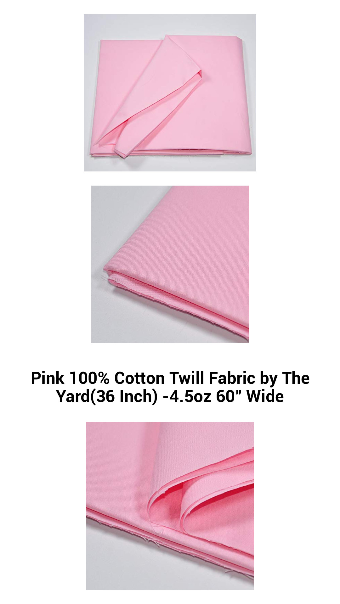 Pink 100% Cotton Twill Fabric by The Yard(36 Inch) -4.5oz 60" Wide Pink 100% Cotton Twill Fabric by The Yard(36 Inch) -4.5oz 60" Wide