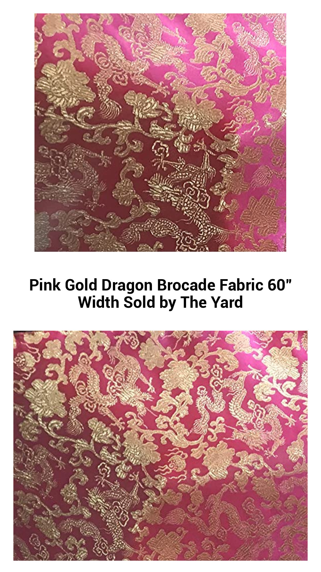 Pink Gold Dragon Brocade Fabric 60” Width Sold by The Yard Pink Gold Dragon Brocade Fabric 60” Width Sold by The Yard