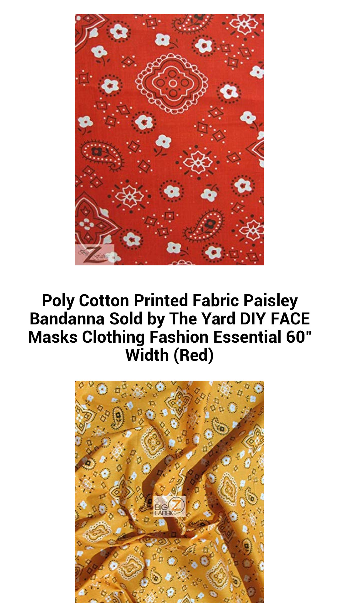 Versatile Red Paisley Poly Cotton Fabric - Perfect for DIY Face Masks, Fashion Projects, and More - 60" Width Sold by the Yard
