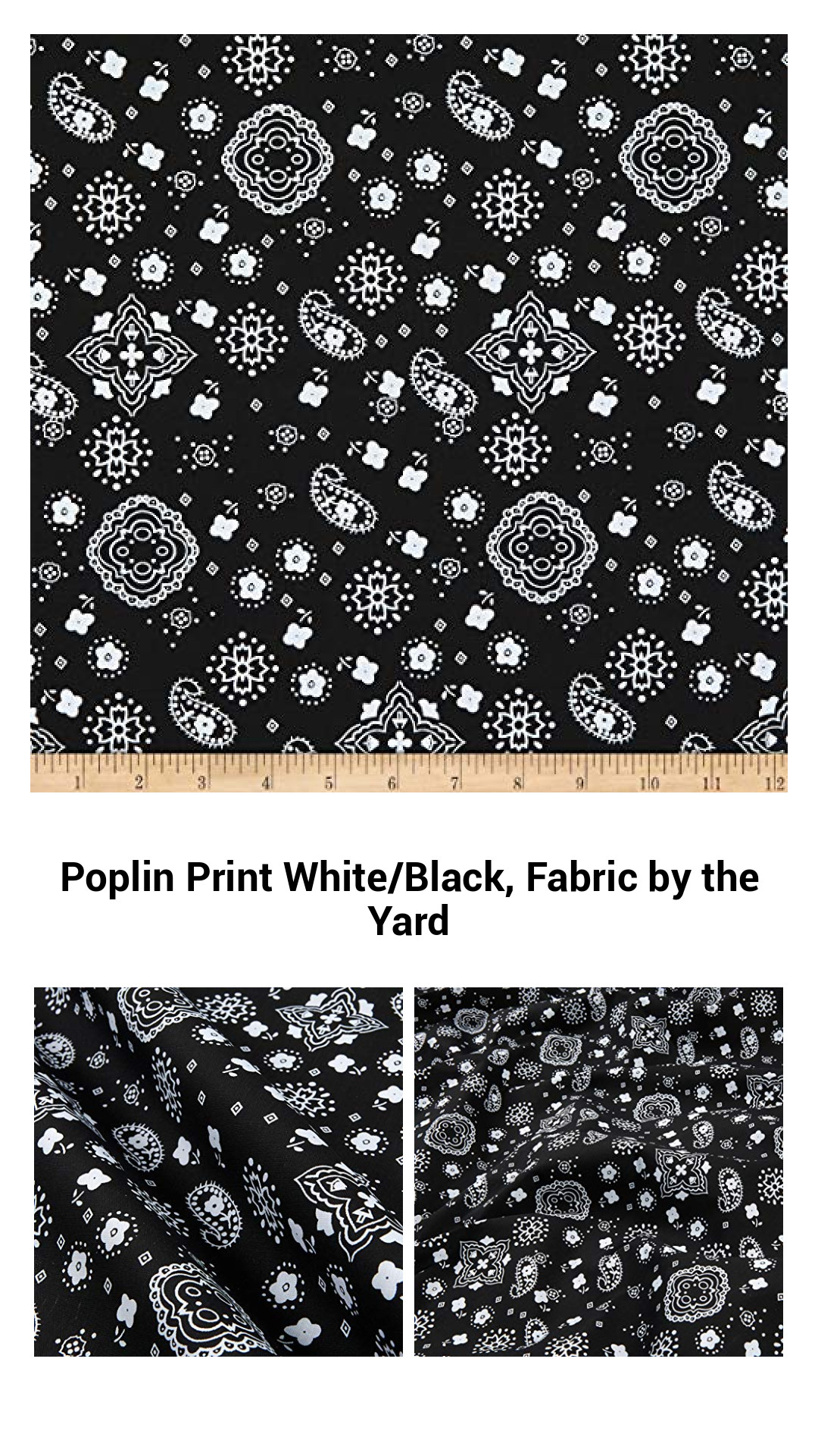 Luxurious Black and White Poplin Print Fabric by the Yard – Perfect for Dresses, Blouses, and More