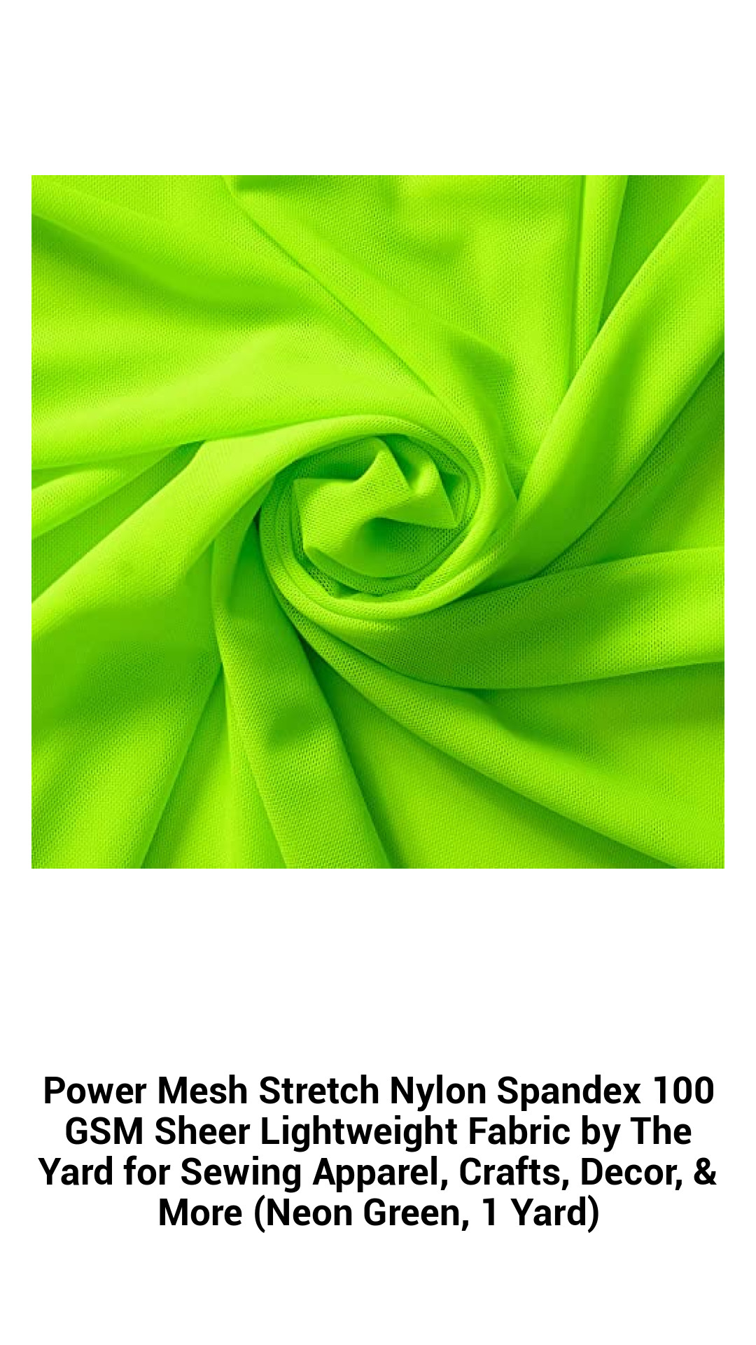 Neon Green Power Mesh Stretch Fabric - Versatile 100 GSM Nylon Spandex for Apparel, Crafts, and Decor by the Yard