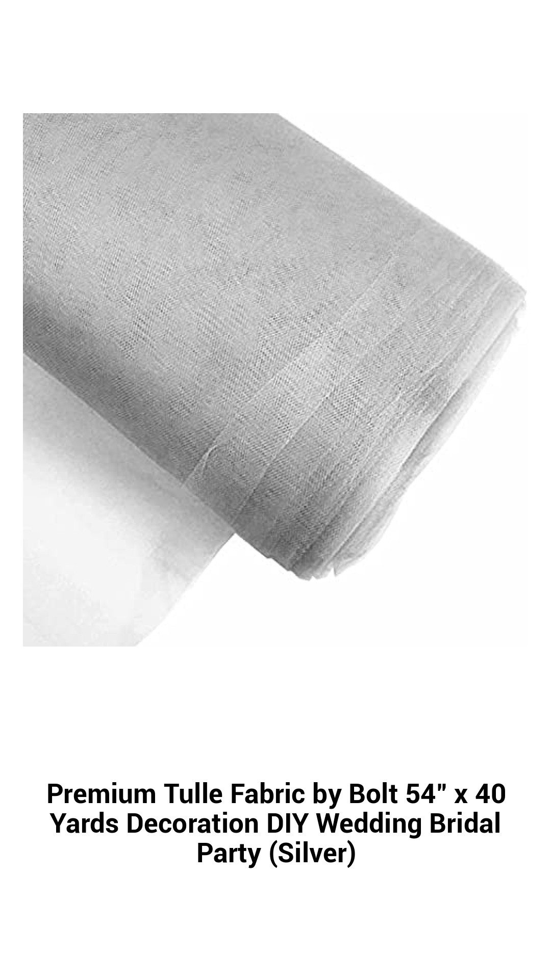 Exquisite 54" x 40 Yards Premium Silver Tulle Fabric for Weddings, Events & DIY Creations