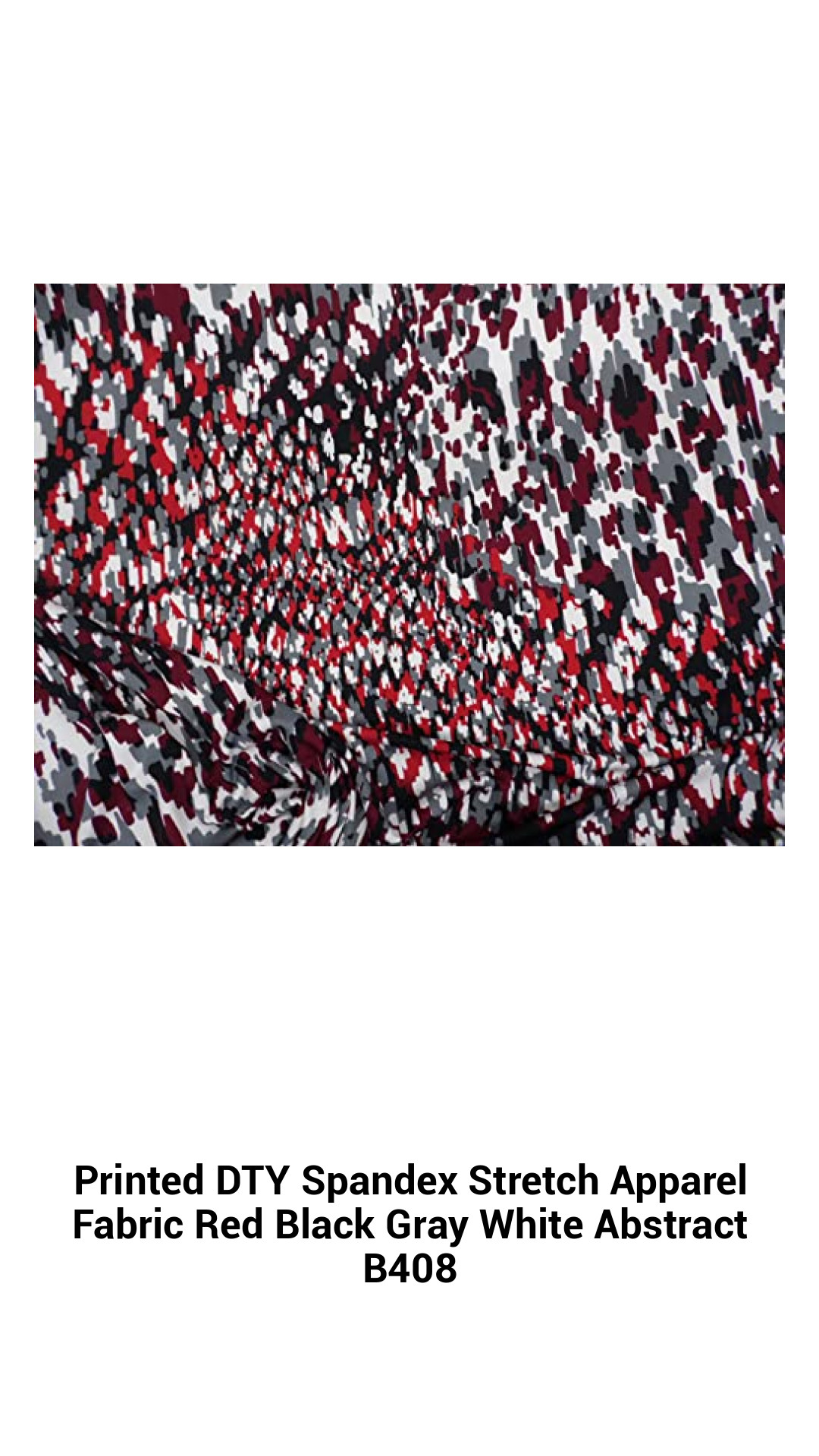 Versatile Printed DTY Spandex Stretch Fabric in Bold Red, Black, Gray, and White Abstract Patterns – Perfect for Apparel Design