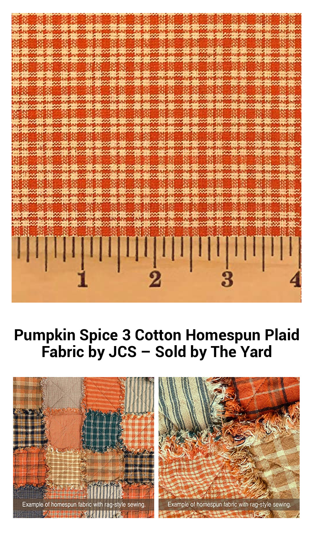 Cozy Pumpkin Spice Cotton Homespun Plaid Fabric - Perfect for Crafting, Quilting, and Seasonal Decor
