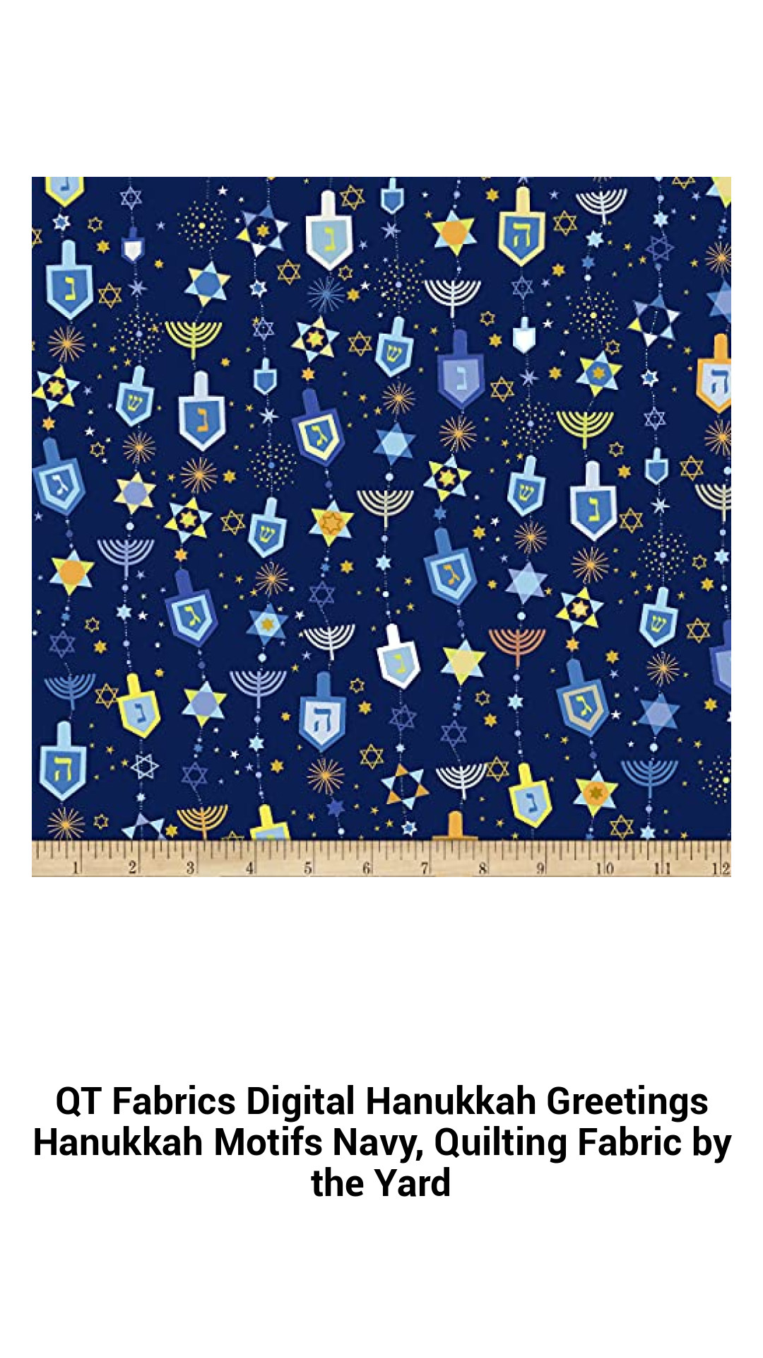 Exquisite Hanukkah Motifs Quilting Fabric by QT Fabrics - Navy Digital Print for Festive Creations