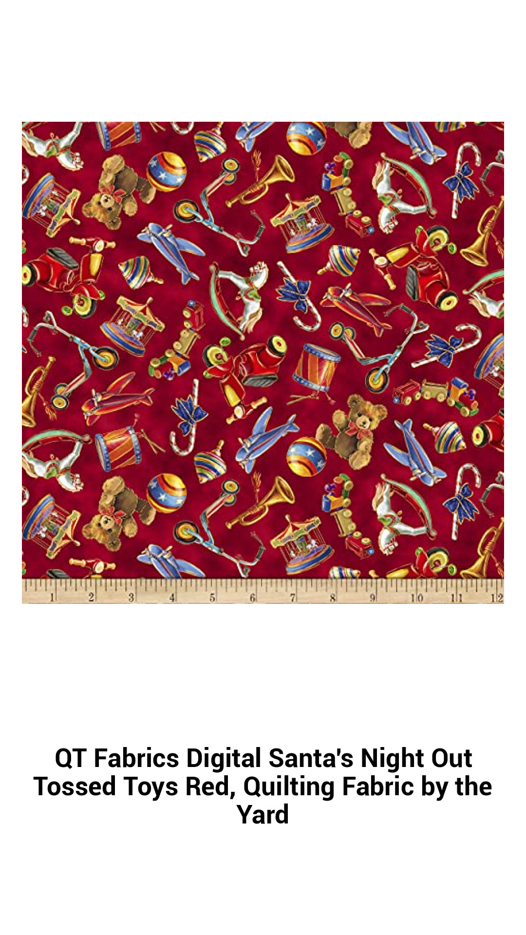 Enchanting Santa's Night Out Red Fabric – Digital Print Toys by QT Fabrics for Quilting and Crafts