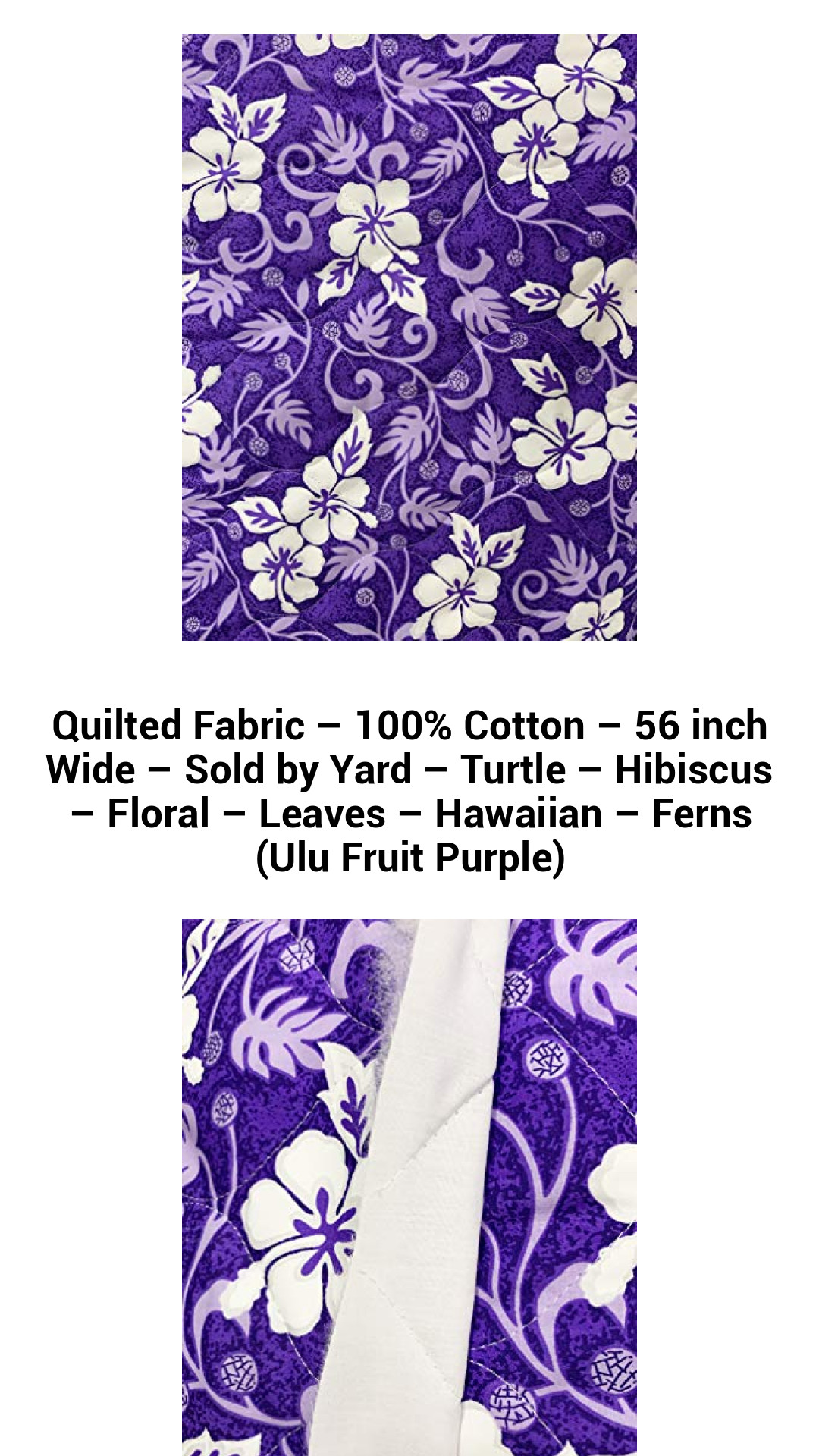 Luxurious 100% Cotton Quilted Fabric – 56-Inch Wide Floral Turtle and Hibiscus Design – Perfect for Sewing and Crafting – Sold by the Yard