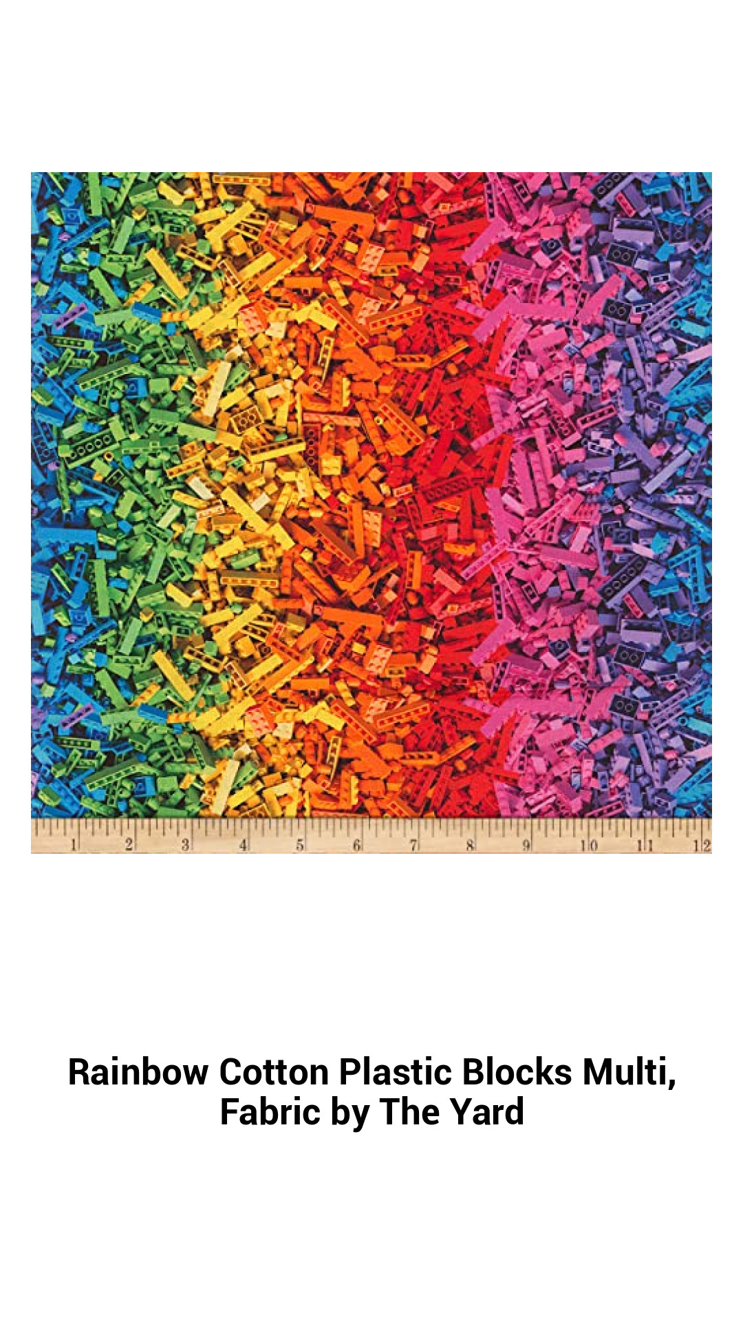 Vibrant Rainbow Cotton Fabric by The Yard - Versatile Plastic Block Print for Quilting, Crafts & Home Décor