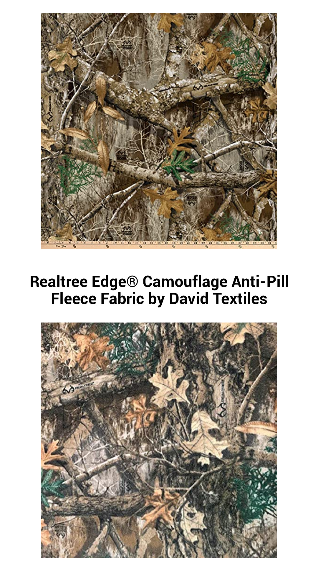 Premium Realtree Edge® Camouflage Anti-Pill Fleece Fabric by David Textiles – Perfect for Outdoor Adventures and Stylish Projects