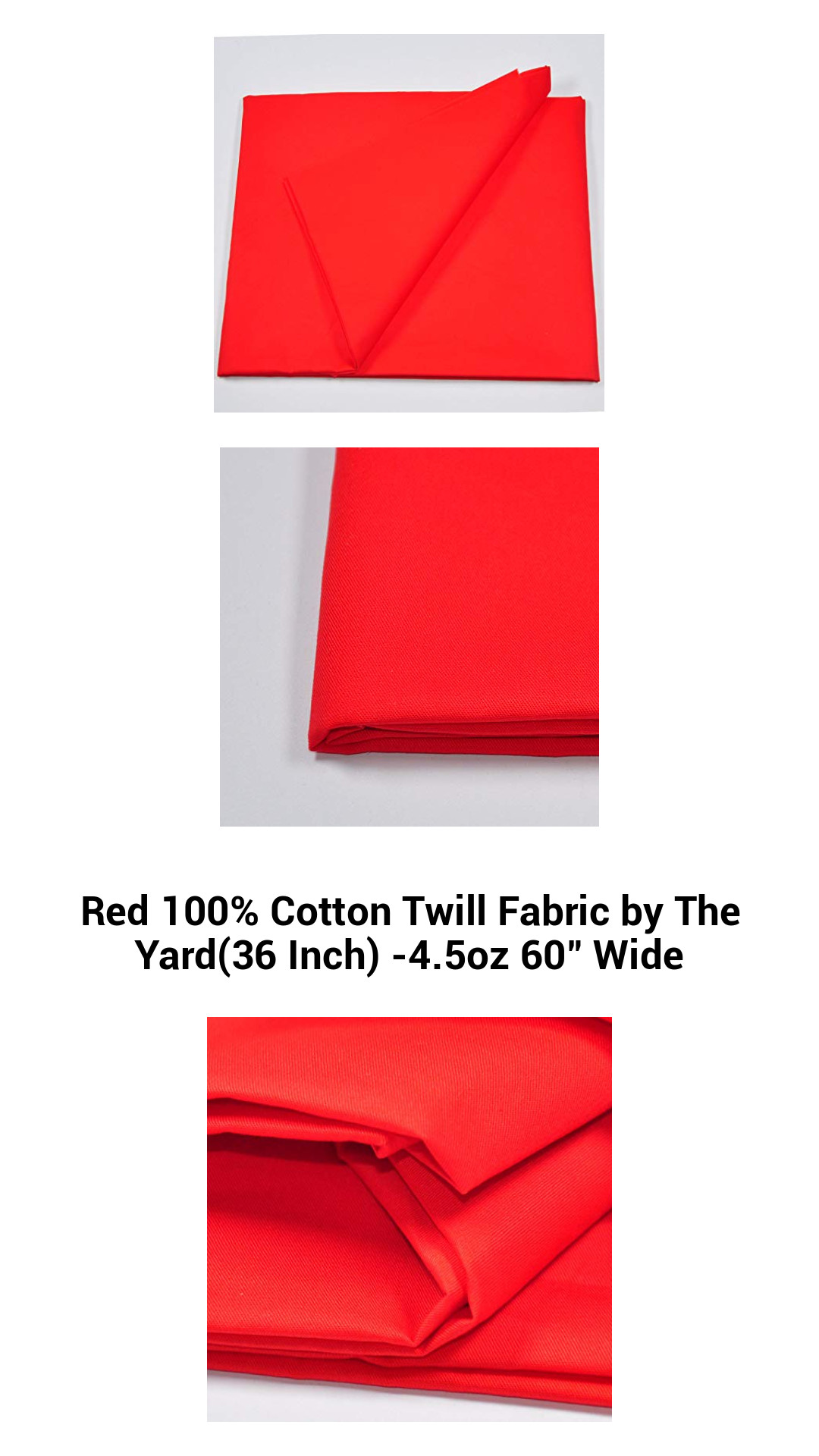 Red 100% Cotton Twill Fabric by The Yard(36 Inch) -4.5oz 60" Wide Red 100% Cotton Twill Fabric by The Yard(36 Inch) -4.5oz 60" Wide