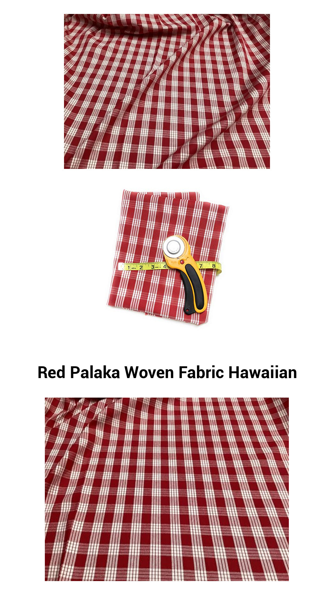 Vibrant Red Palaka Woven Hawaiian Fabric - Ideal for Fashion and Home Décor