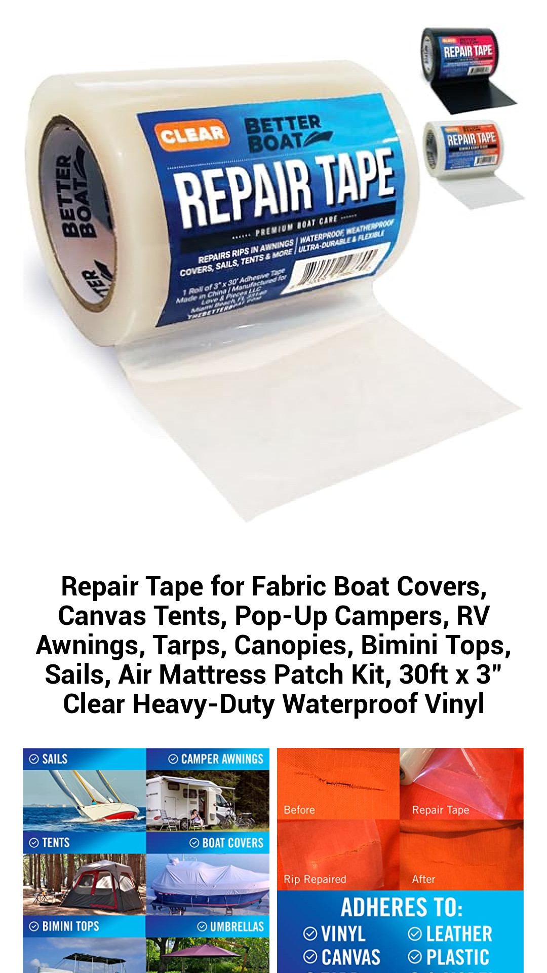 Heavy-Duty Clear Repair Tape for Boats, Tents, RVs, and Outdoor Gear – Waterproof, Flexible, and Tear-Resistant for Ultimate Versatility