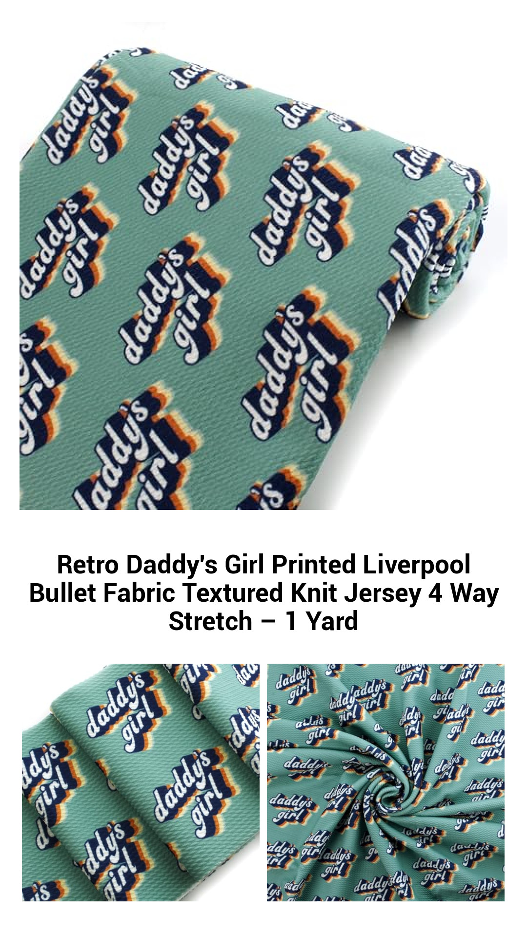 Vintage Daddy's Girl Sage Green Textured Knit Fabric – 4-Way Stretch Liverpool Jersey by the Yard