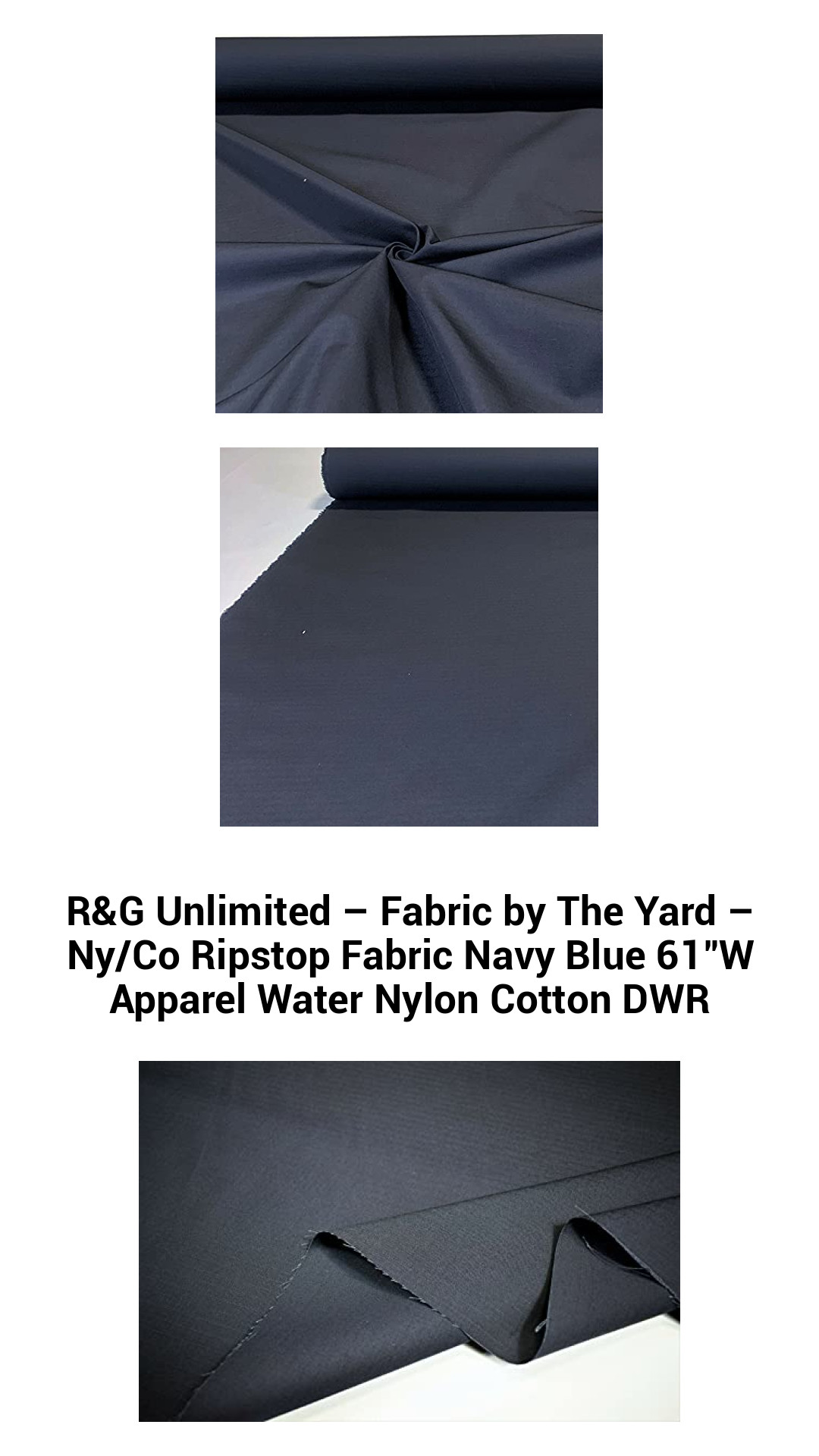 R&G Unlimited – Fabric by The Yard – Ny/Co Ripstop Fabric Navy Blue 61"W Apparel Water Nylon Cotton DWR R&G Unlimited – Fabric by The Yard – Ny/Co Ripstop Fabric Navy Blue 61"W Apparel Water Nylon Cotton DWR