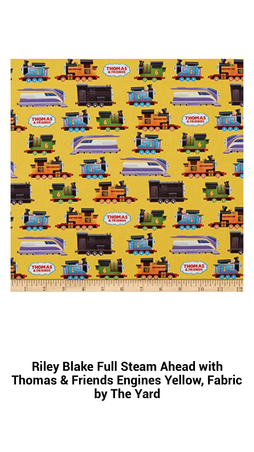 Thomas & Friends Full Steam Ahead Yellow Fabric by Riley Blake – Perfect for Quilting, Crafts, and Home Decor