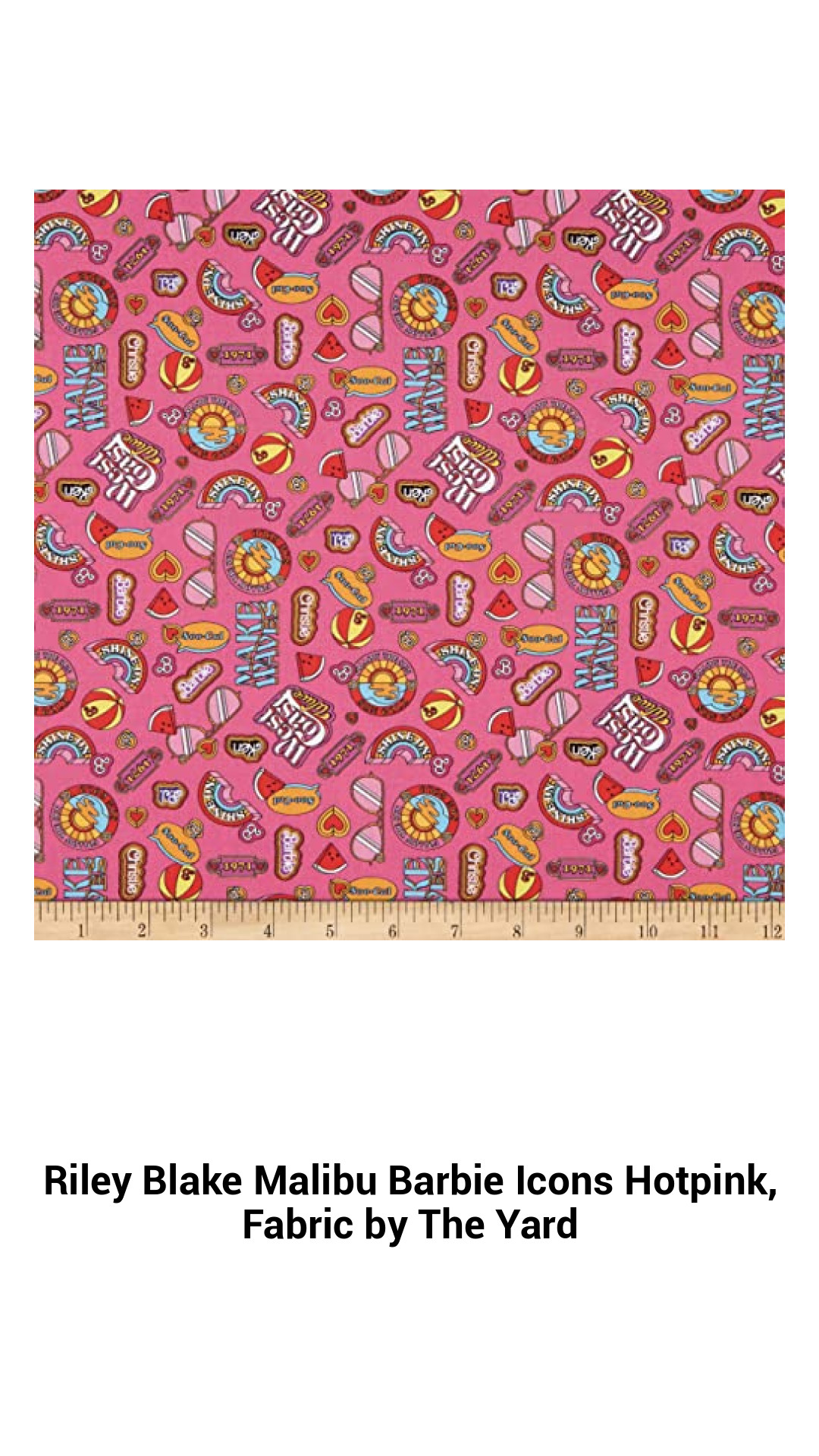 Vibrant Malibu Barbie Icons Hot Pink Cotton Fabric by the Yard – Perfect for Quilting & Crafts