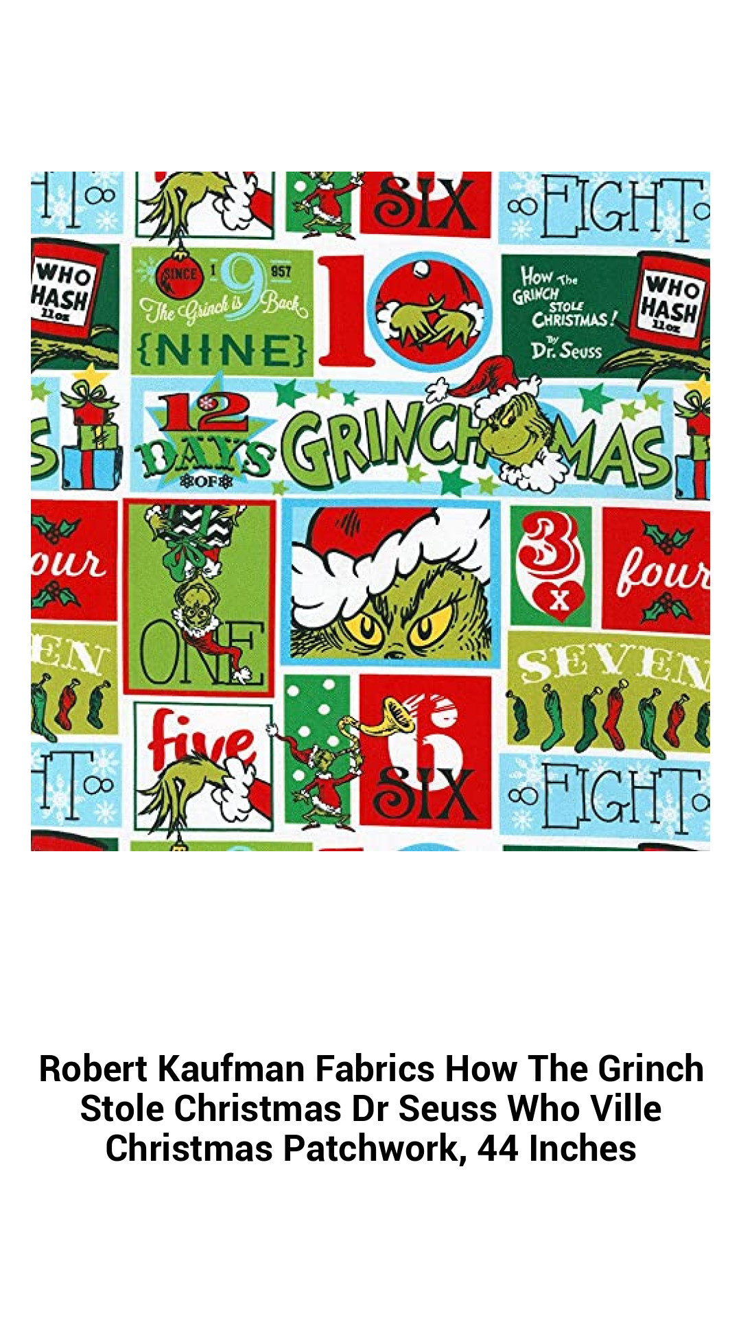Festive Dr. Seuss Who Ville Christmas Patchwork Fabric by Robert Kaufman - Premium 44-Inch Cotton for Holiday Crafts