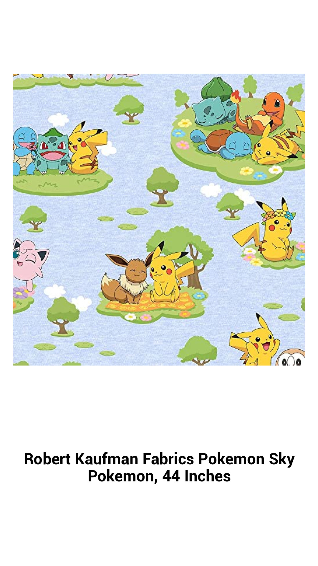 Vibrant Robert Kaufman Pokemon Sky Cotton Fabric – 44-Inch Premium Quality for Creative Projects