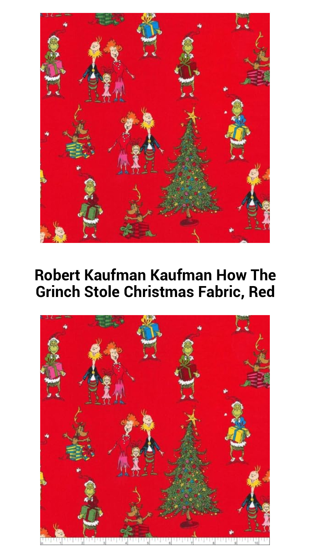 Festive Grinch Themed Fabric by Robert Kaufman – Whimsical Red Christmas Material for Quilting and Crafts