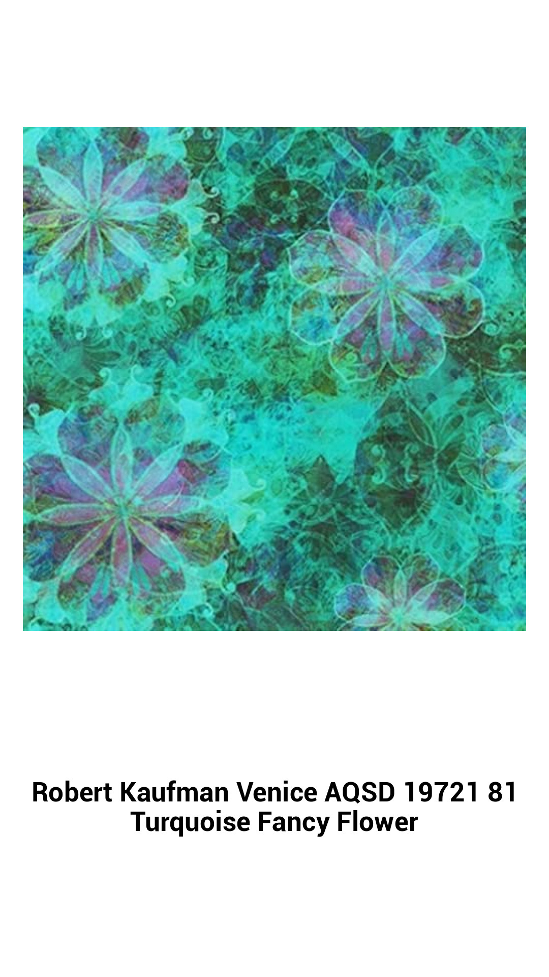 Vibrant Turquoise Fancy Flower Fabric by Robert Kaufman – Perfect for Quilting, Crafts, and Home Decor