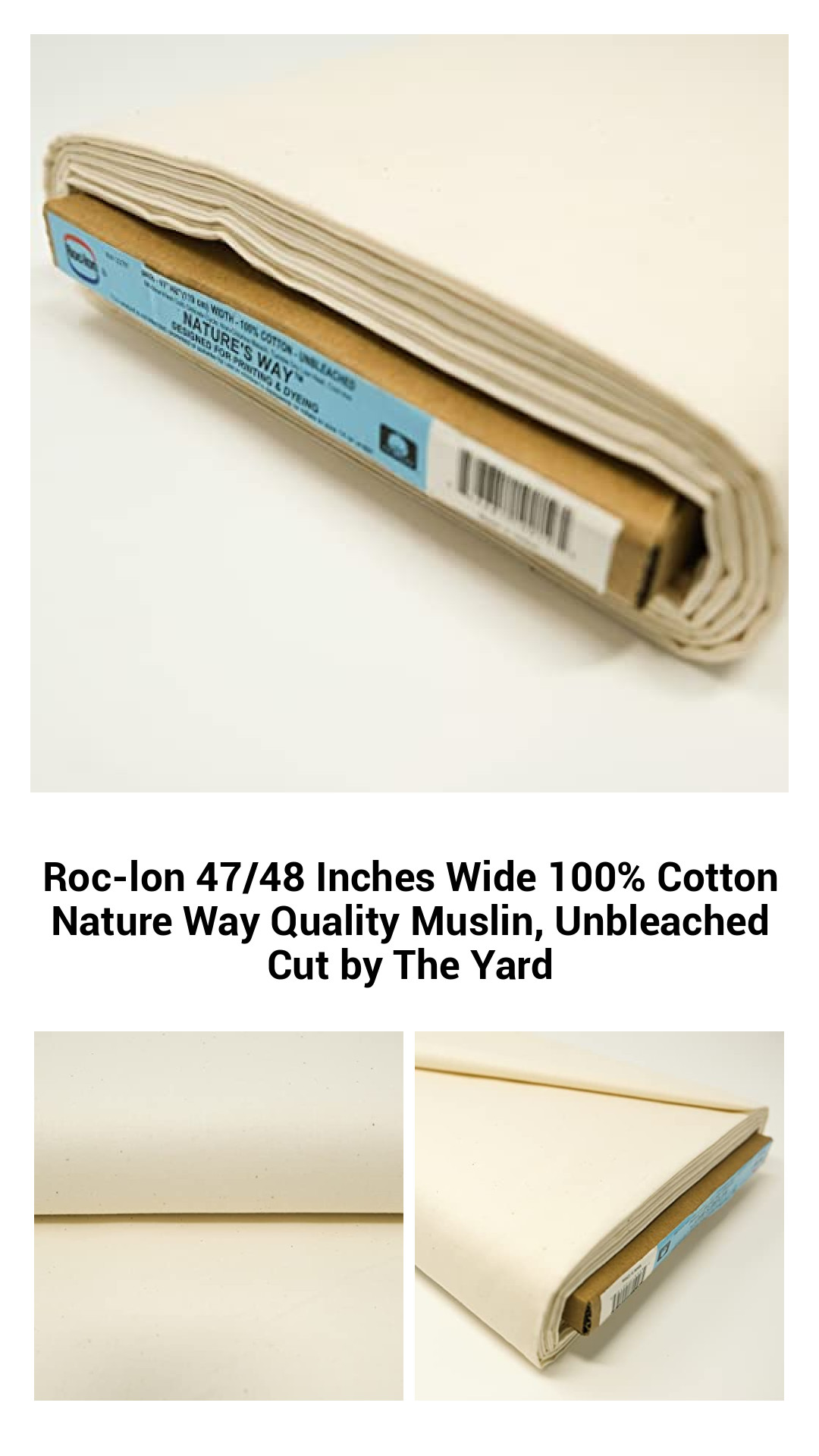 Premium Unbleached 100% Cotton Muslin Fabric - Versatile 47/48 Inches Wide, Ideal for Crafting, Sewing, and Dyeing by The Yard