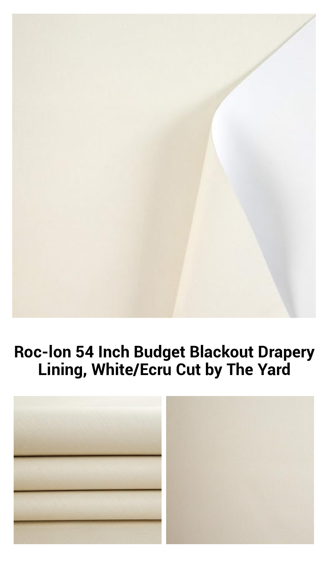 High-Quality 54 Inch Blackout Drapery Lining Fabric – Energy-Efficient White/Ecru Cut by The Yard