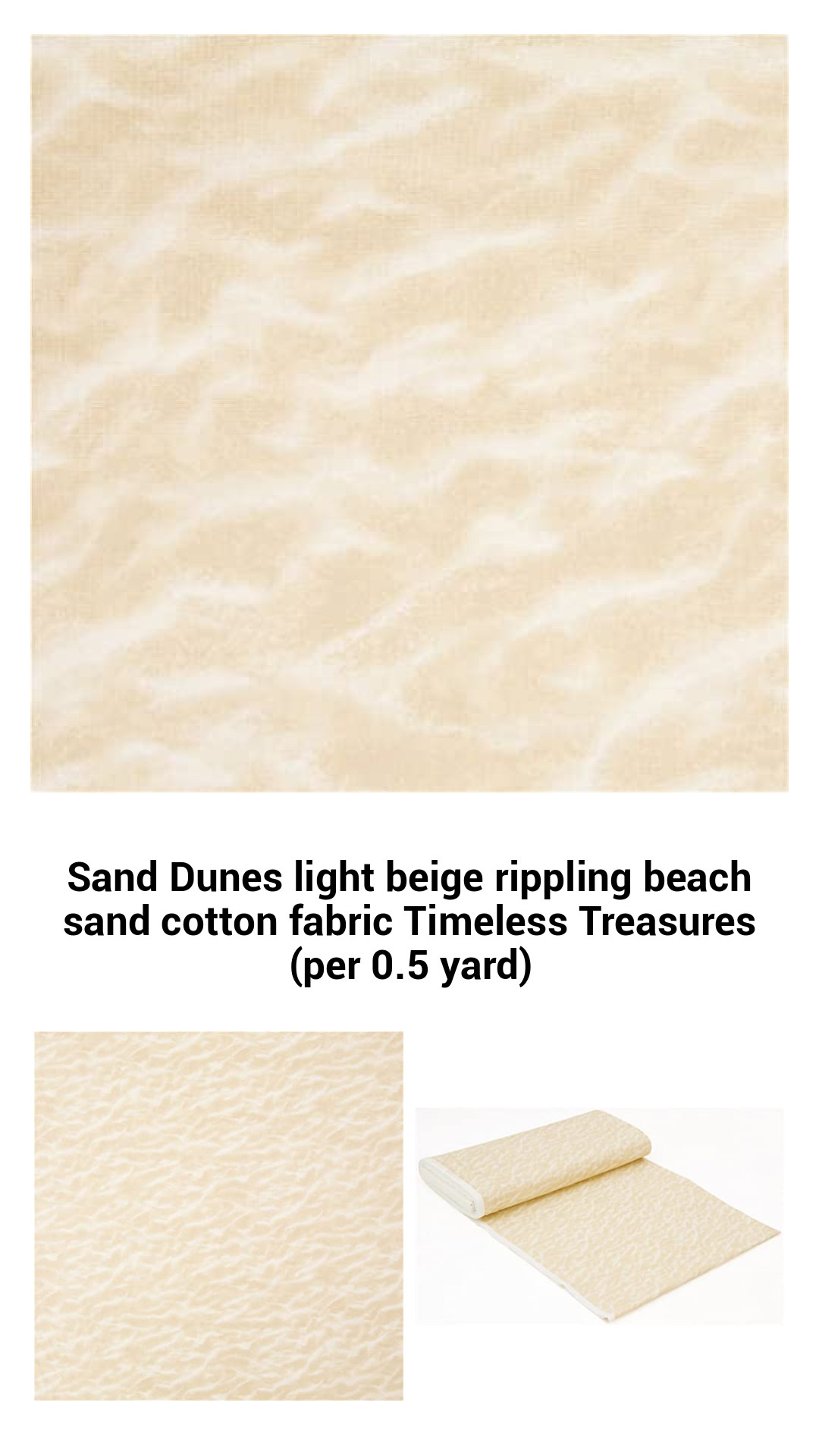 Luxurious Beach Sand Cotton Fabric - Timeless Treasures Light Beige Rippling Design (0.5 Yard)