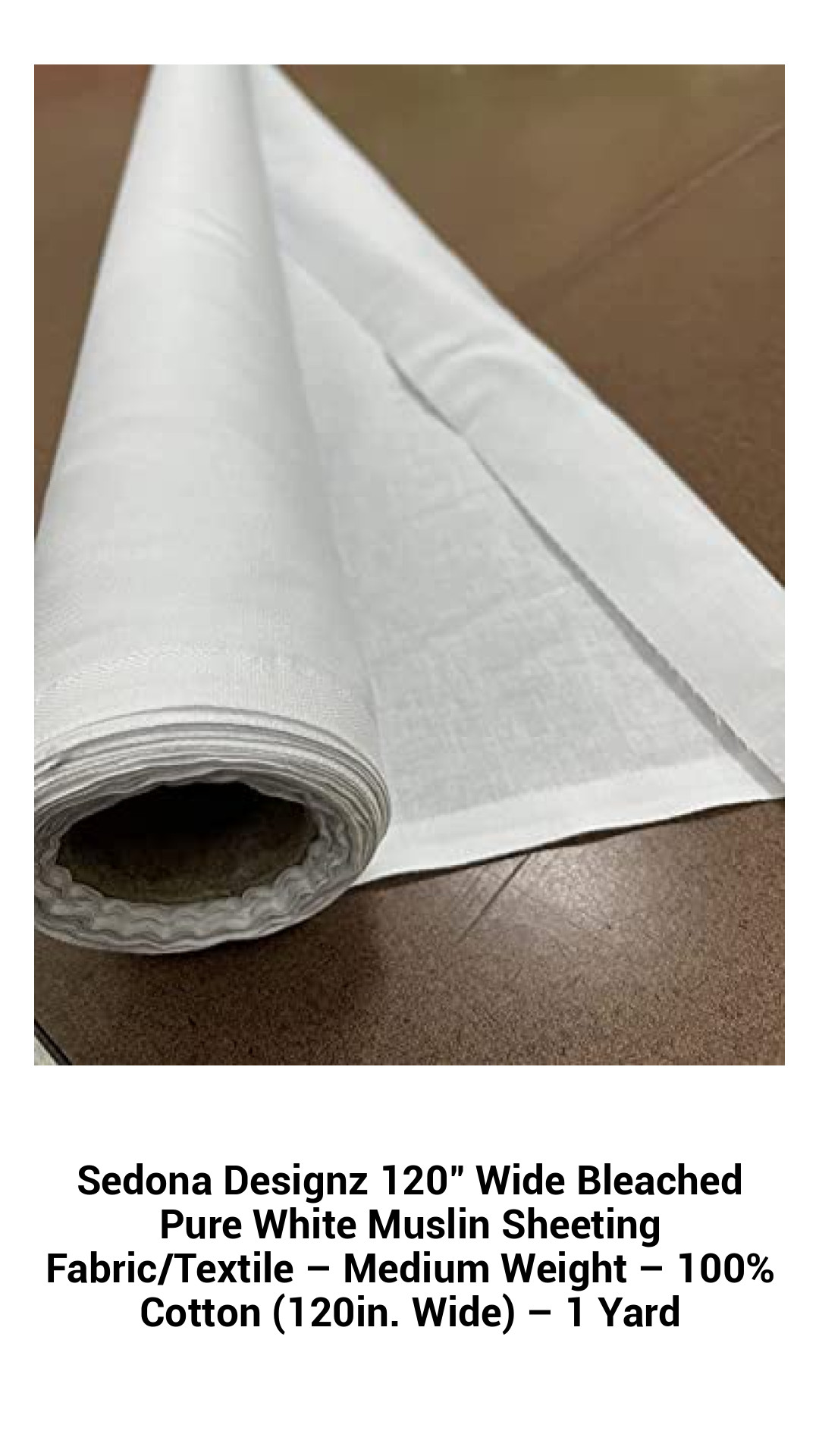 Premium 120-Inch Wide Bleached White Muslin Fabric – 100% Cotton, Medium Weight for Versatile Crafting and Seamless Backdrops