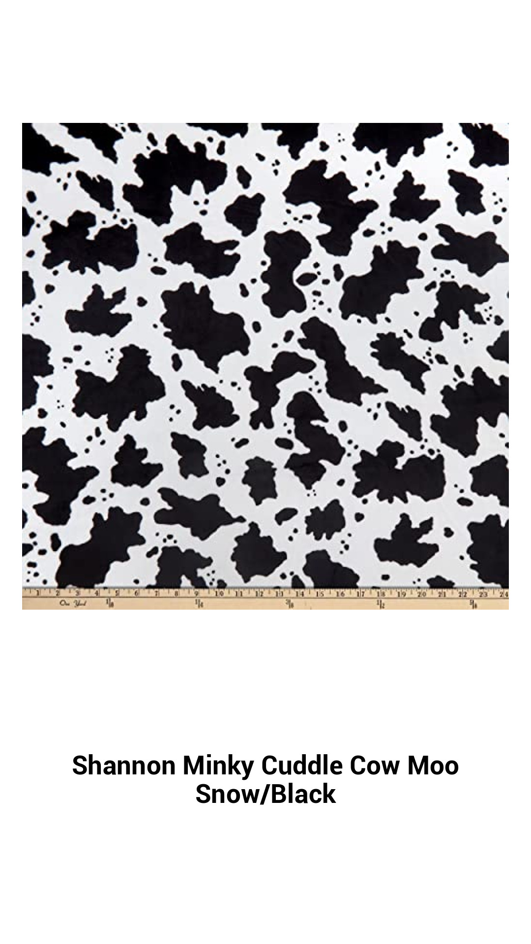 Luxuriously Soft Shannon Minky Cuddle Cow Fabric in Snow/Black - Ideal for Baby Blankets, Plush Toys, and Cozy Accessories