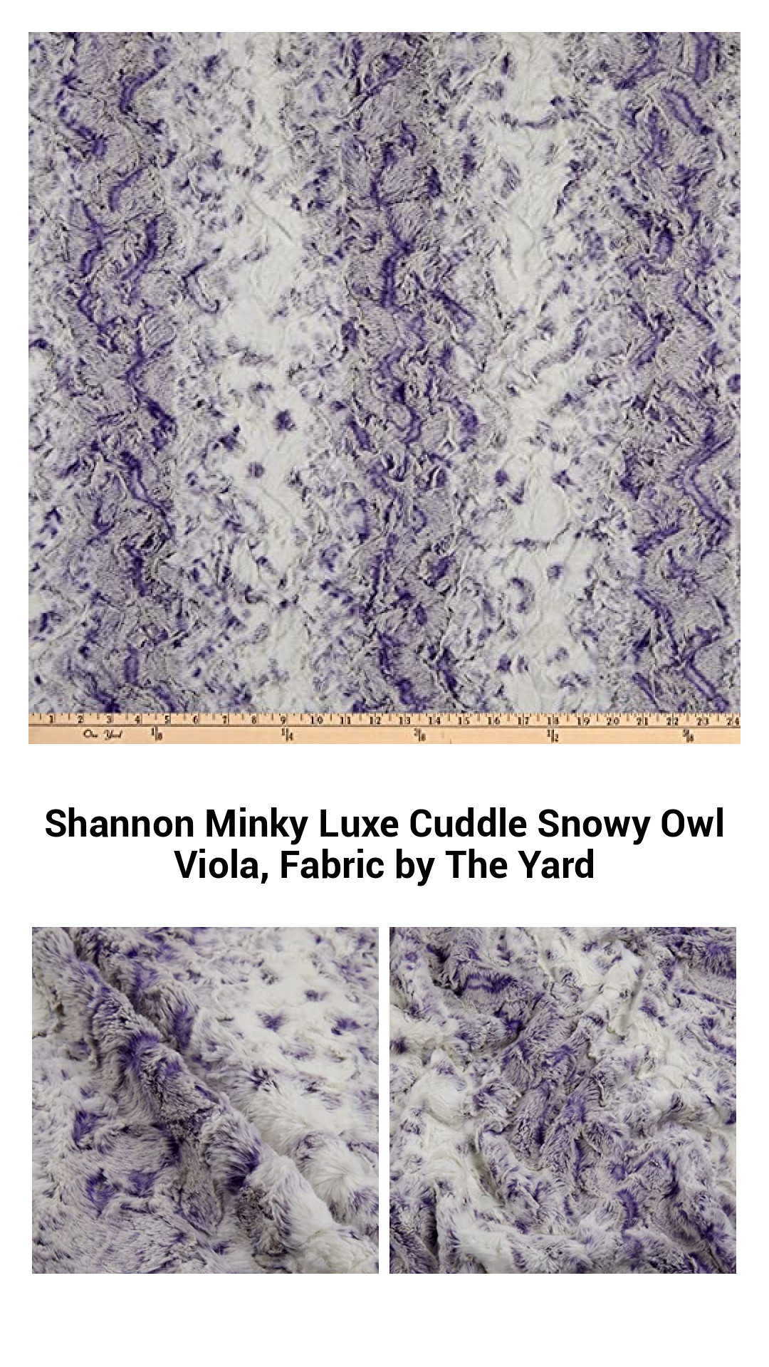 Luxurious Shannon Minky Cuddle Snowy Owl Fabric in Viola - Soft Plush Material for Cozy Creations by The Yard