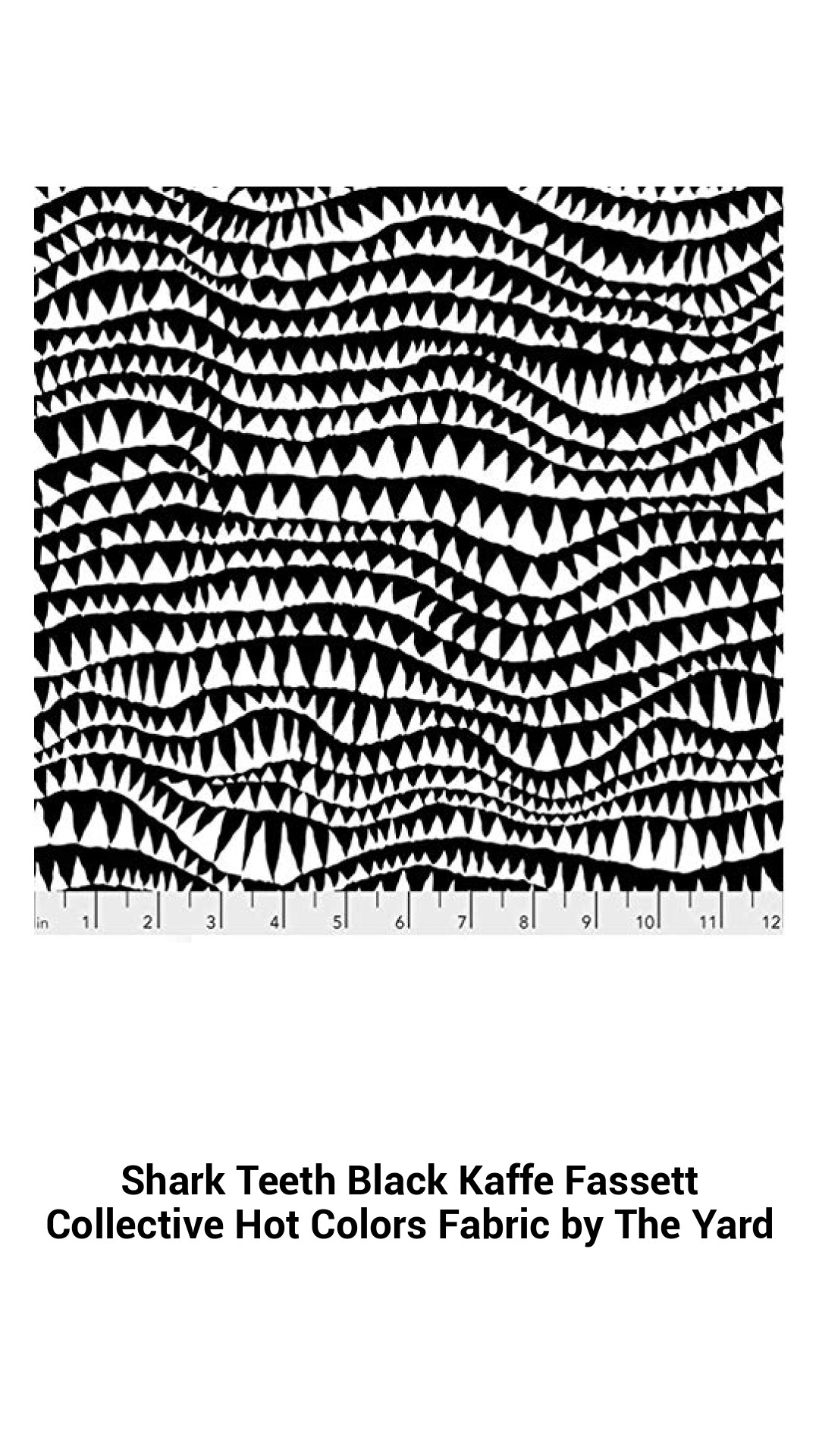 Vibrant Shark Teeth Pattern Fabric by Kaffe Fassett – Bold Black and Hot Colors by the Yard