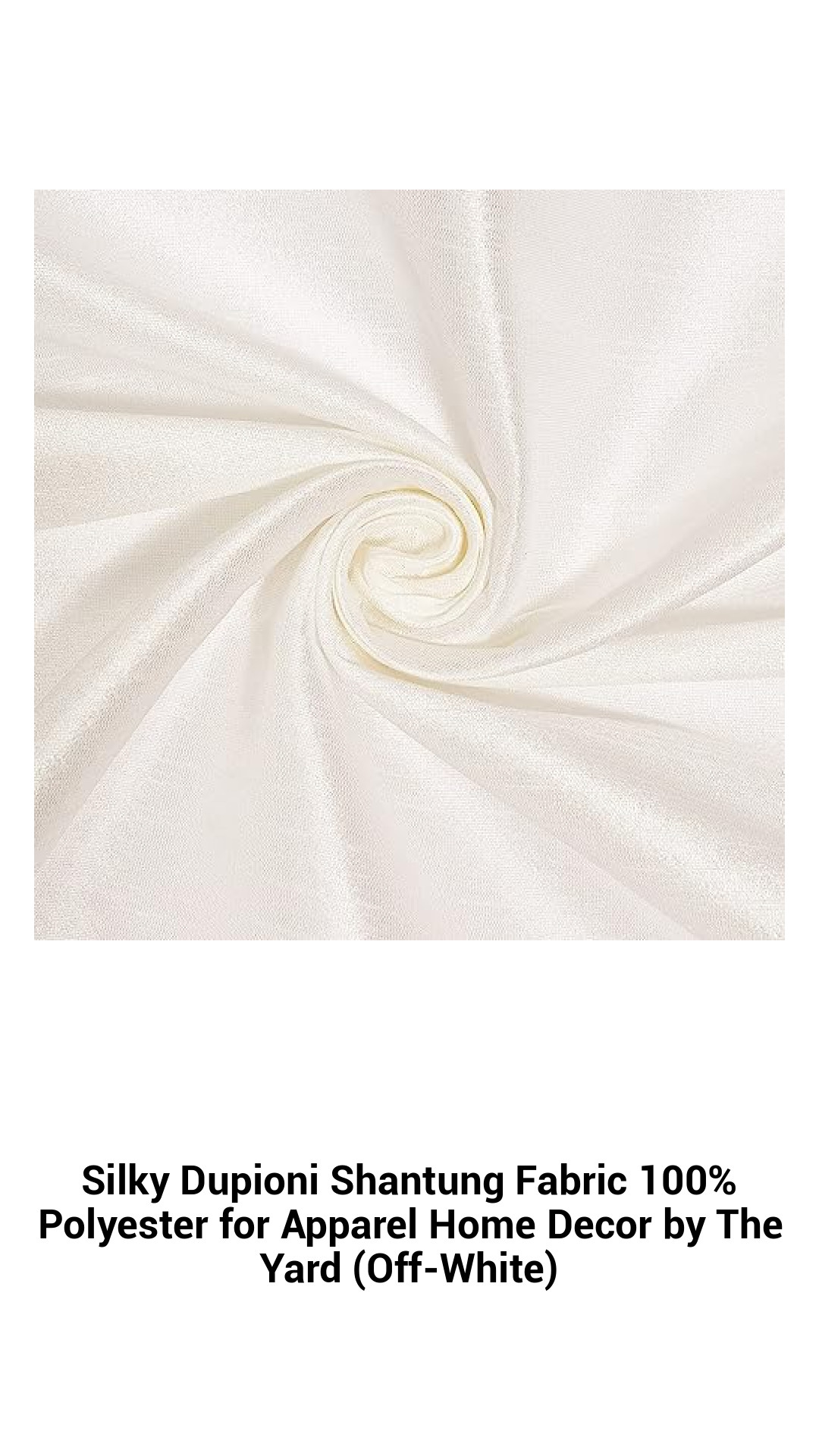 Luxurious Off-White Silky Dupioni Shantung Fabric - Premium 100% Polyester for Elegant Apparel and Home Decor by the Yard