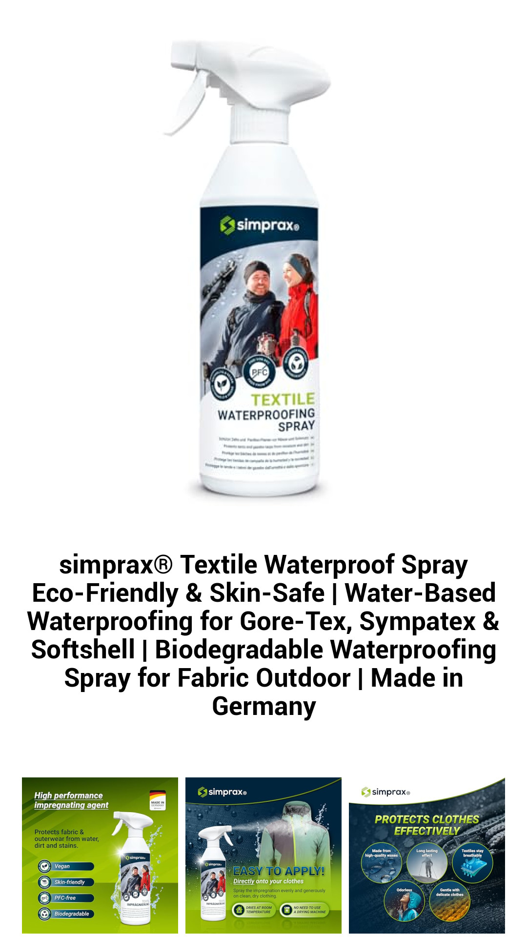 Eco-Friendly Textile Waterproofing Spray – Biodegradable, Skin-Safe, and Perfect for Gore-Tex, Sympatex & Softshell Fabrics